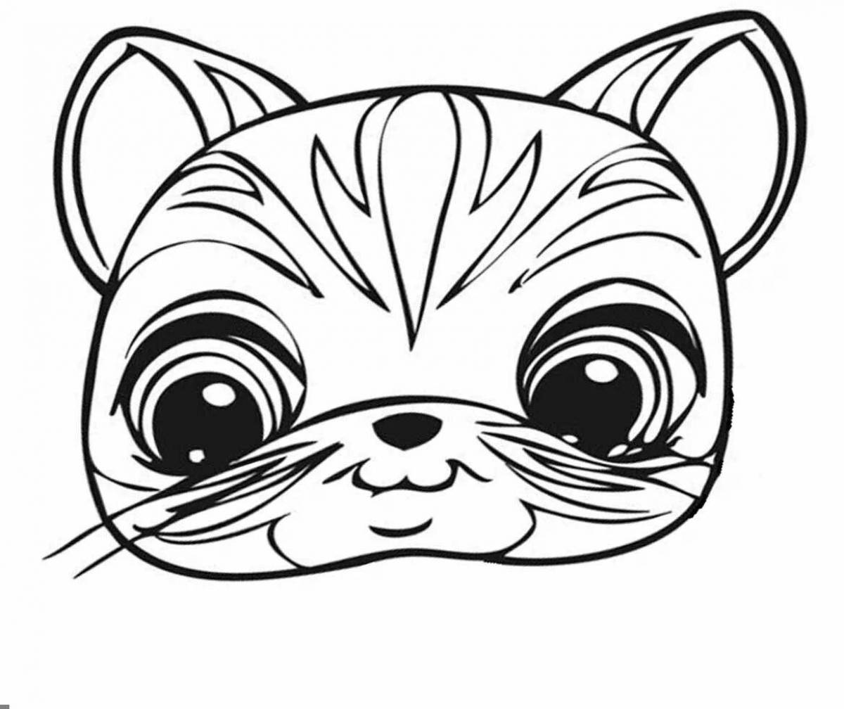 Adorable cat mask coloring page