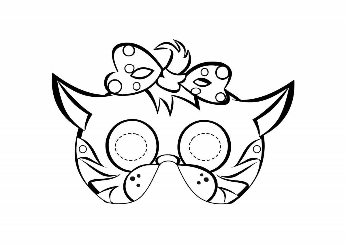 Fancy cat mask coloring page