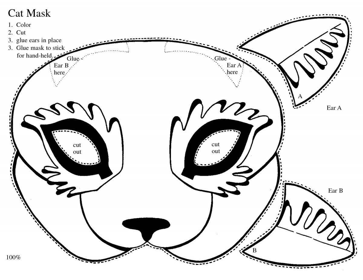 Majestic cat mask coloring page