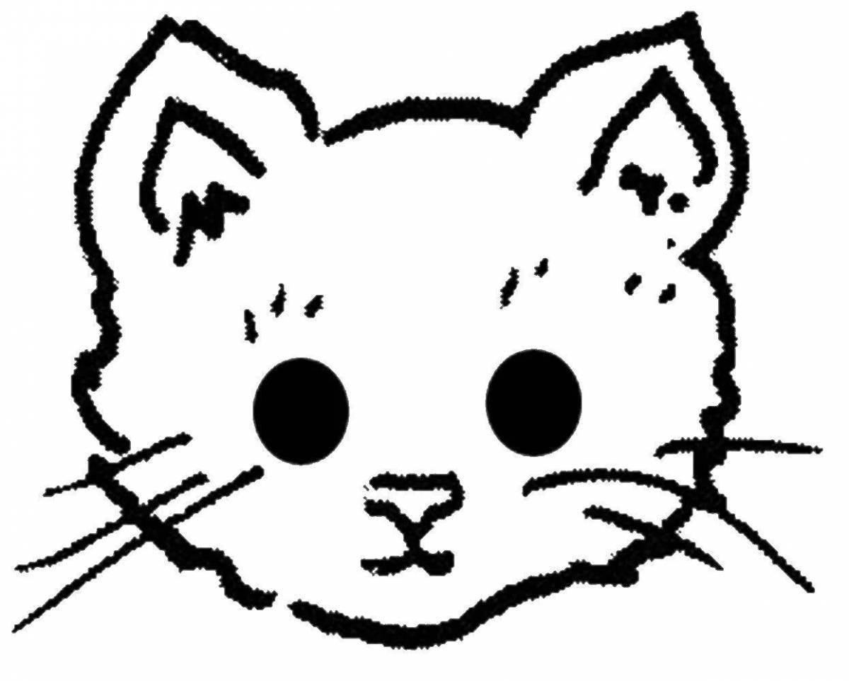 Adorable cat mask coloring page