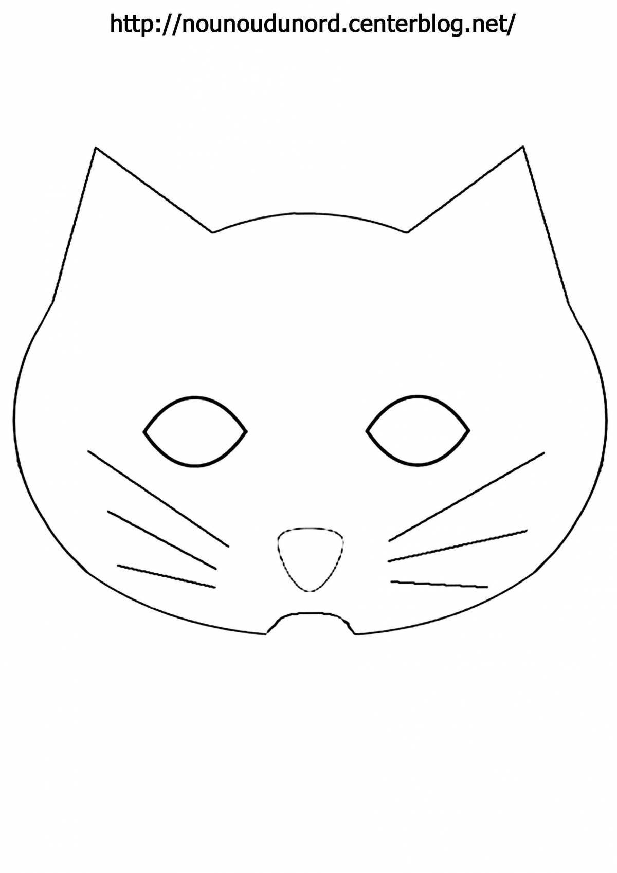Glittering cat mask coloring page