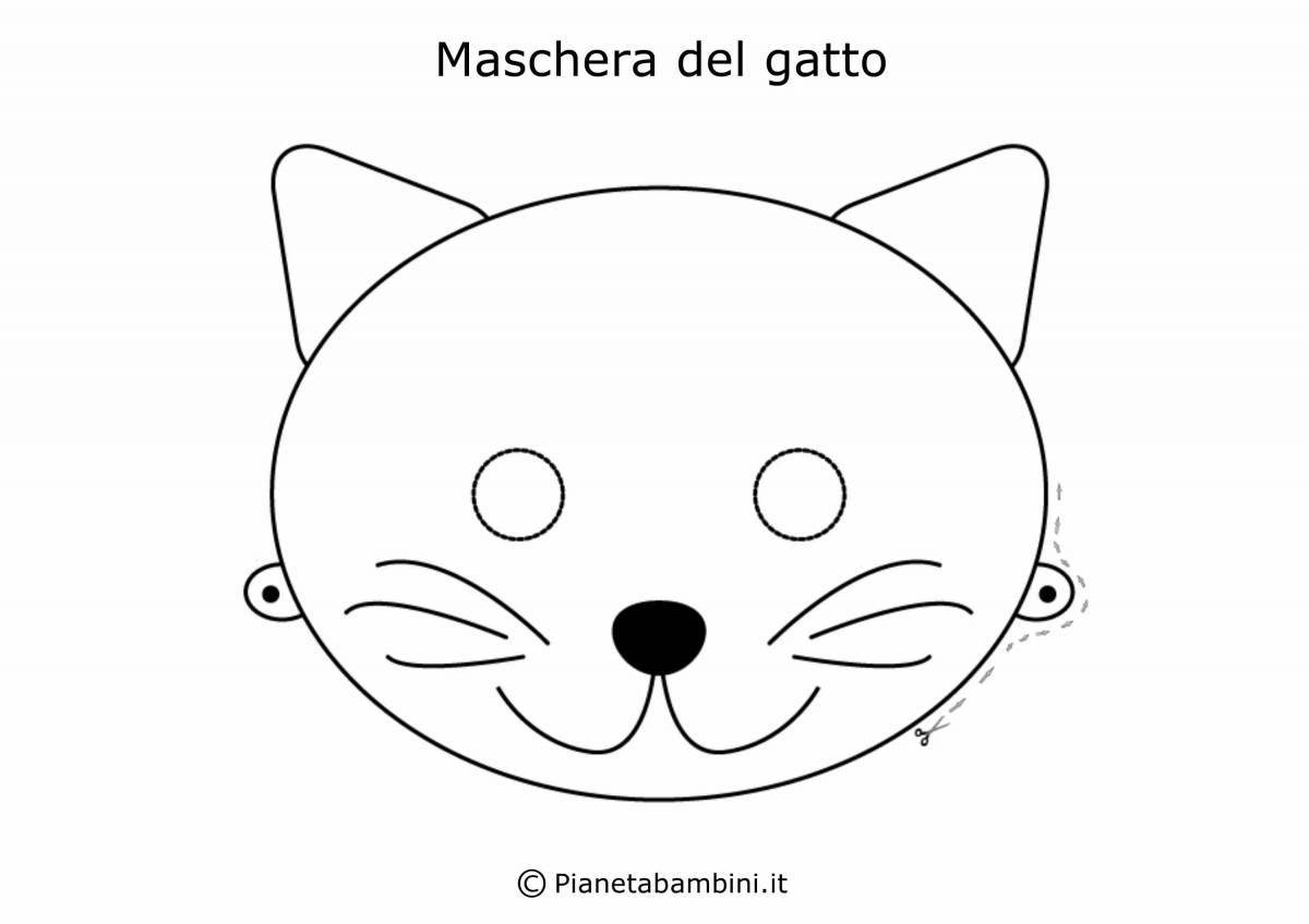 Adorable cat mask coloring page