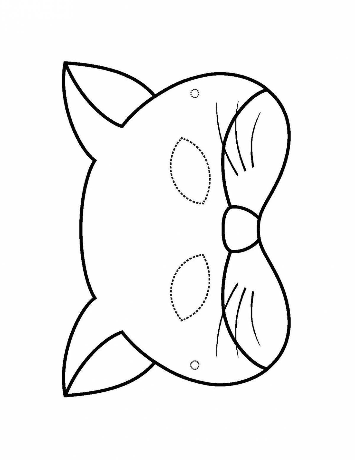 Cute cat mask coloring page