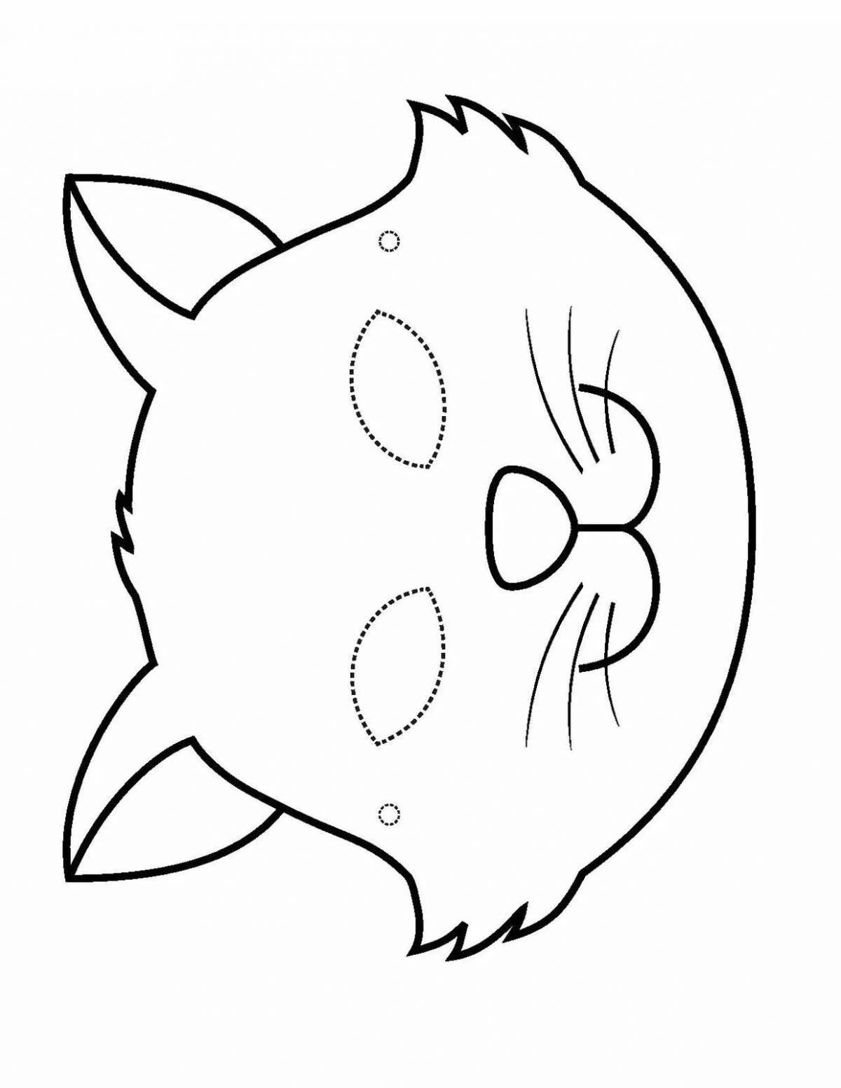 Sweet cat mask coloring page