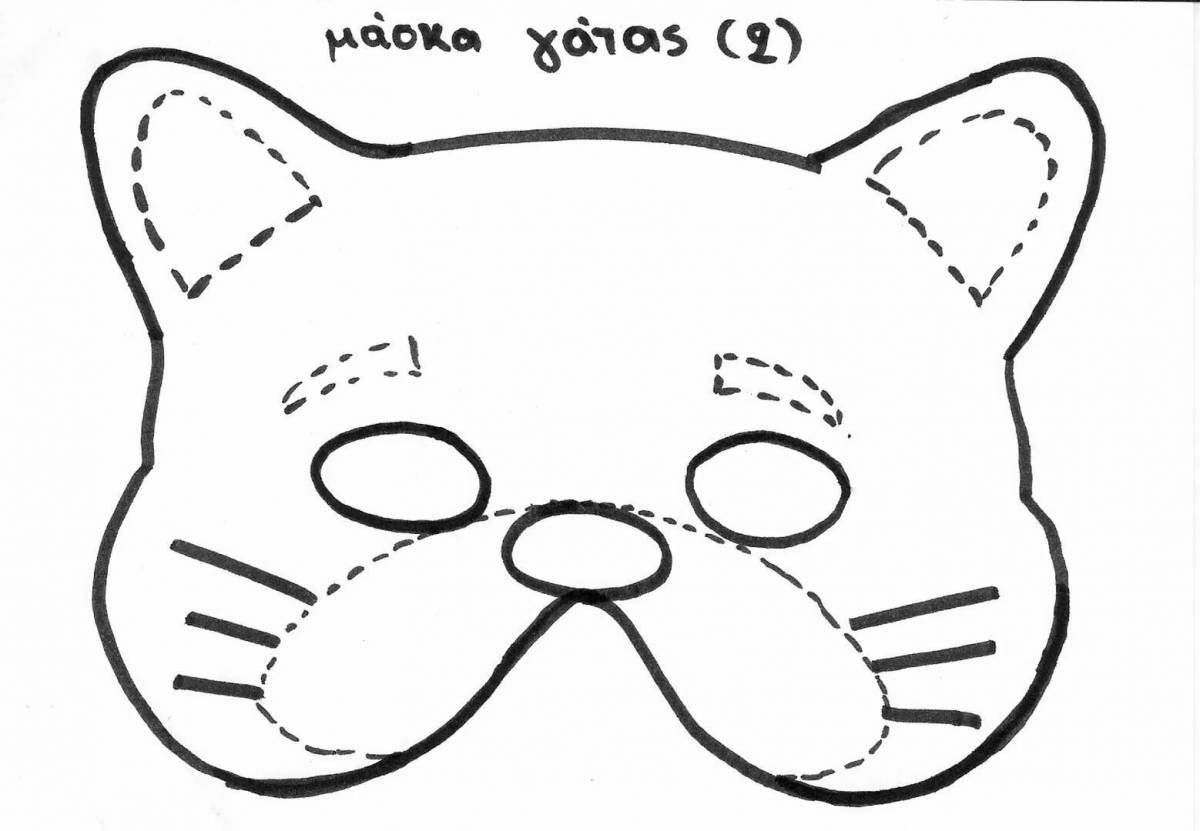 Amazing cat mask coloring page