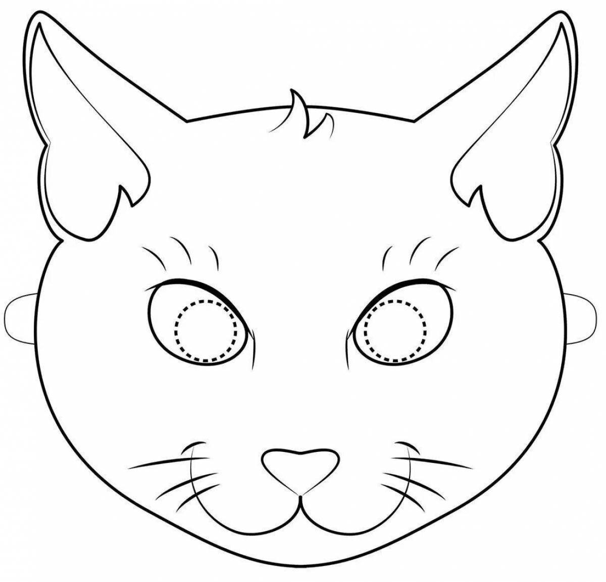 Coloring page glamor cat mask