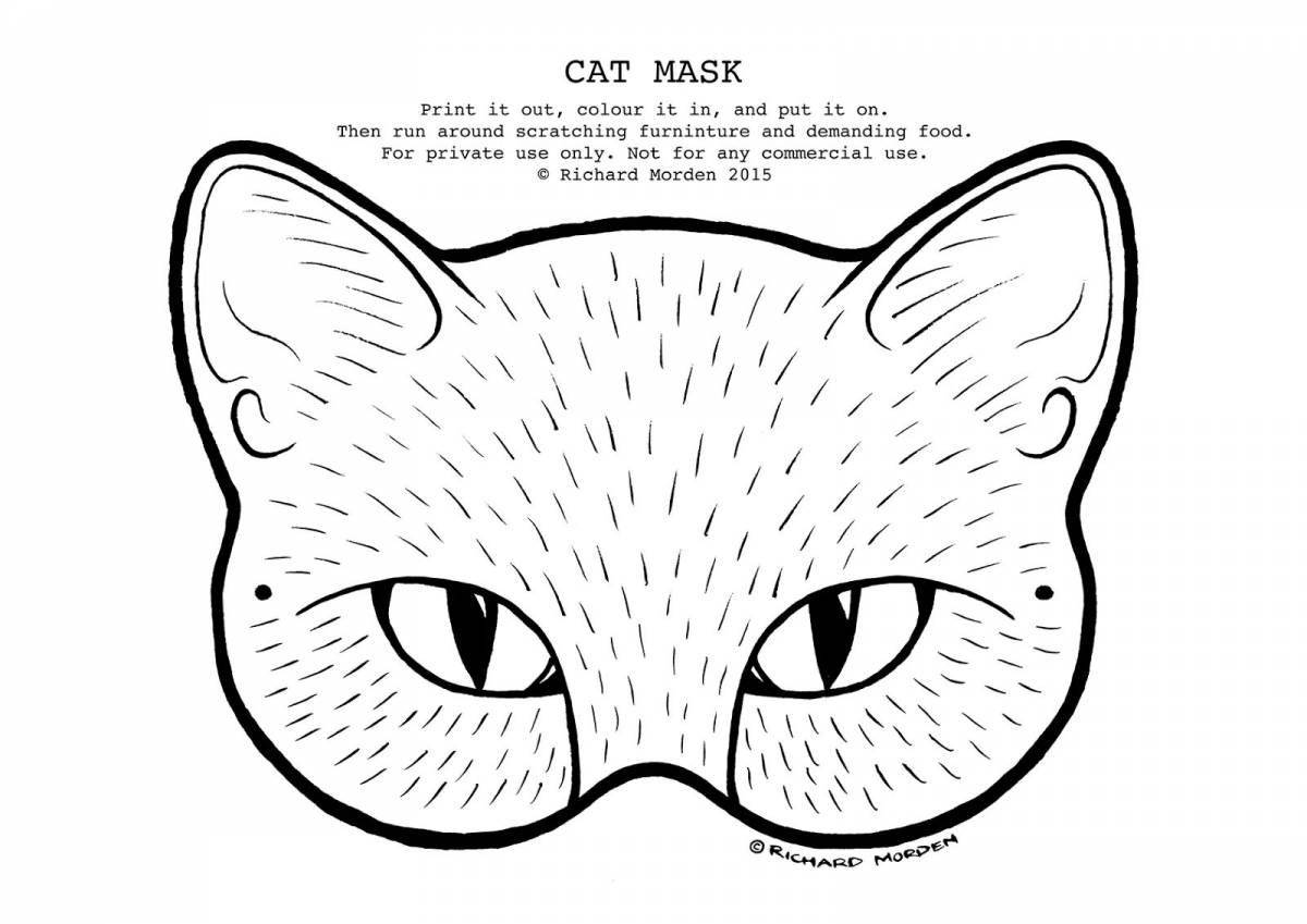 Gorgeous cat mask coloring page