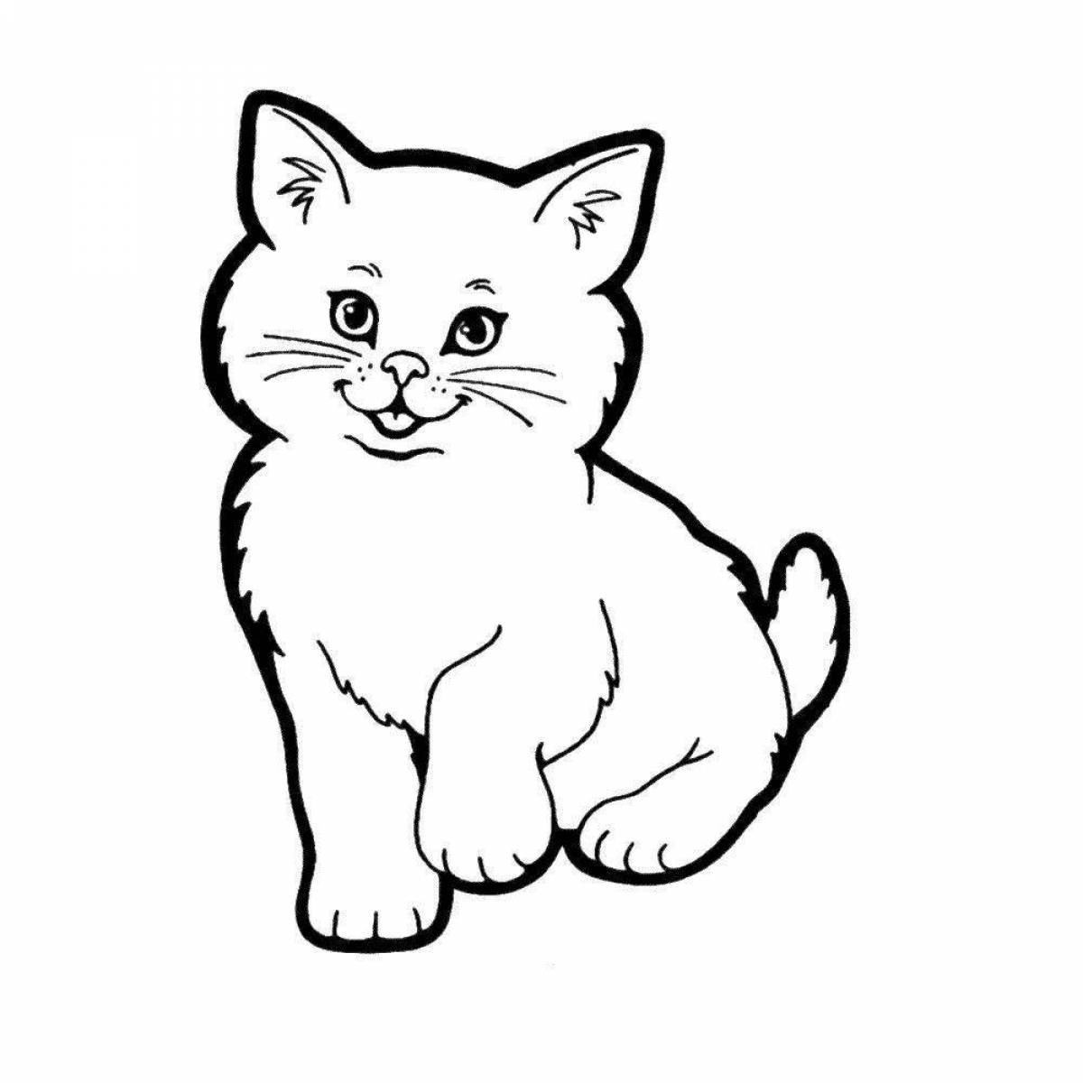 Раскраска игривый пушистый котенок