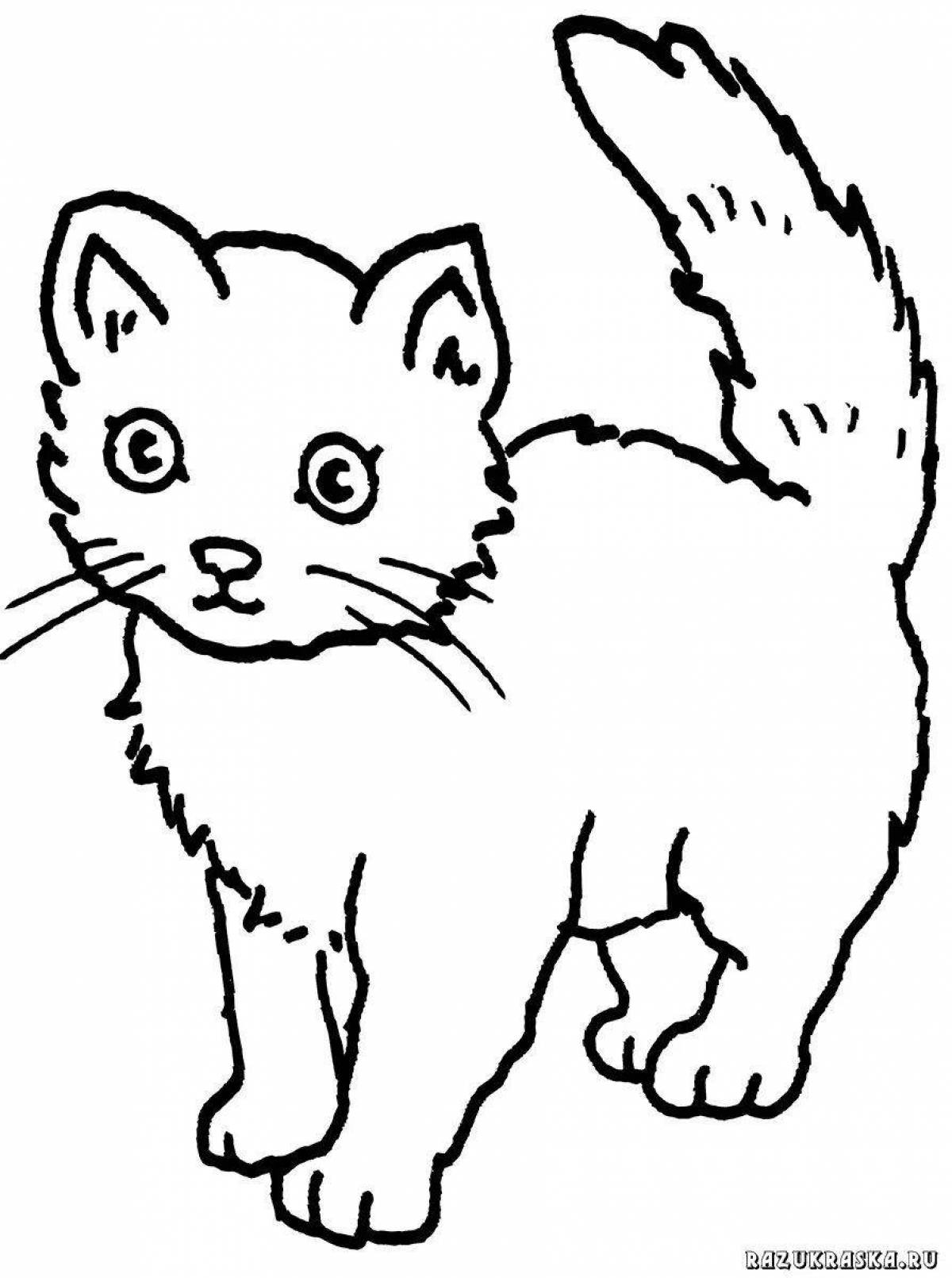 Coloring page adorable fluffy kitten