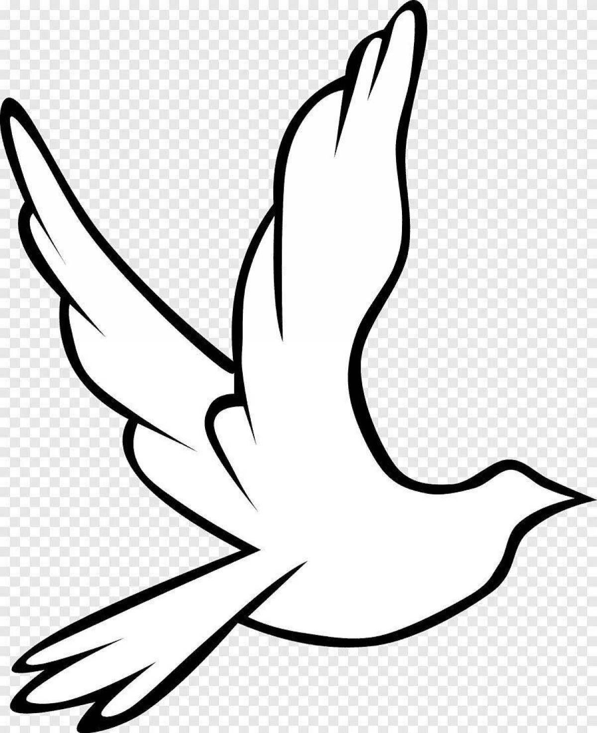 Coloring book joyful flying dove