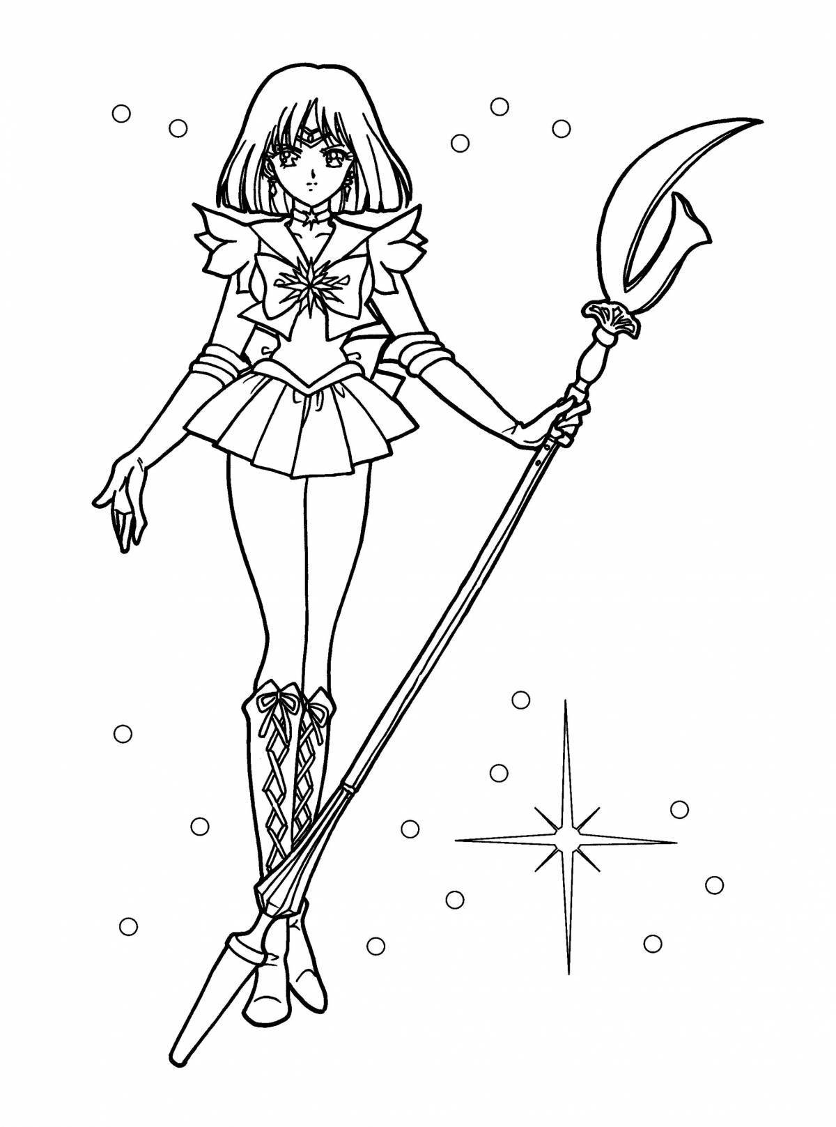 Sailor saturn glowing coloring book