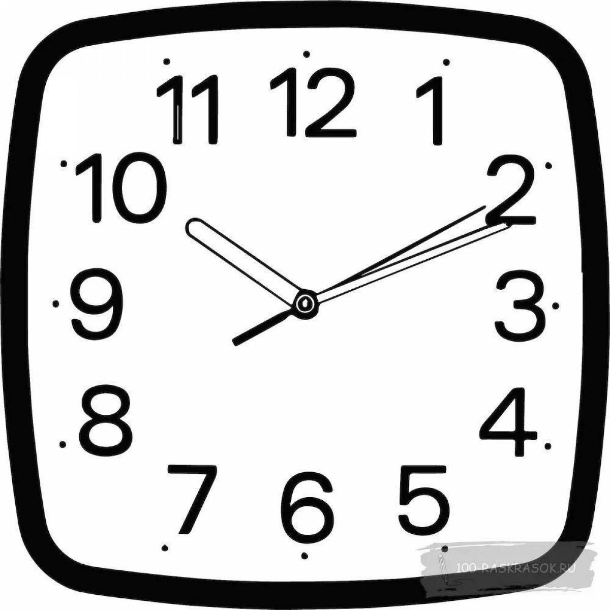 Glowing wall clock coloring page