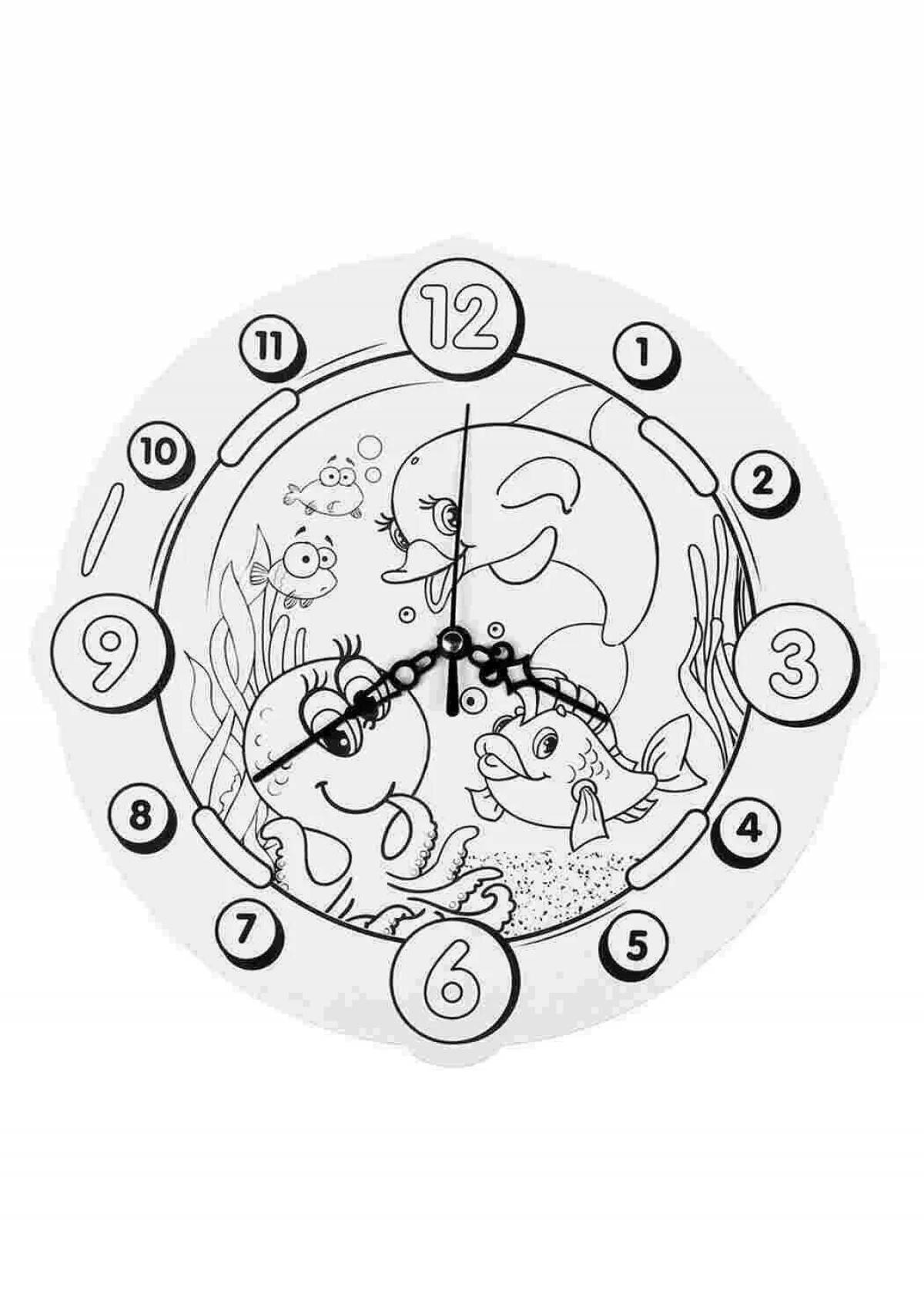 Glittering wall clock coloring page