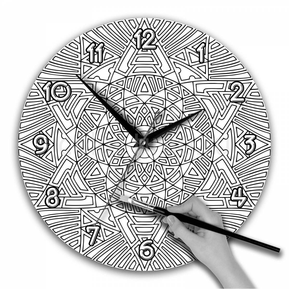 Animated wall clock coloring page