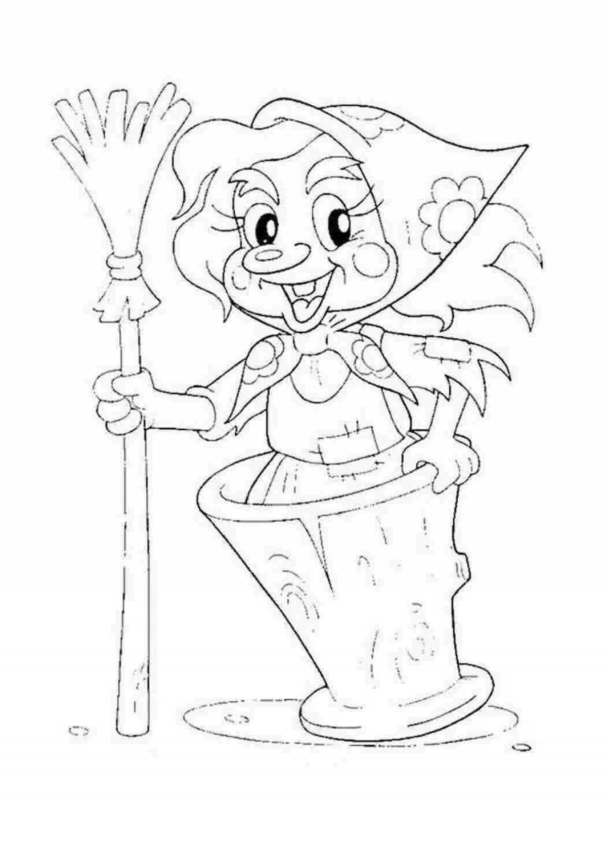 Animated granny hedgehog coloring page
