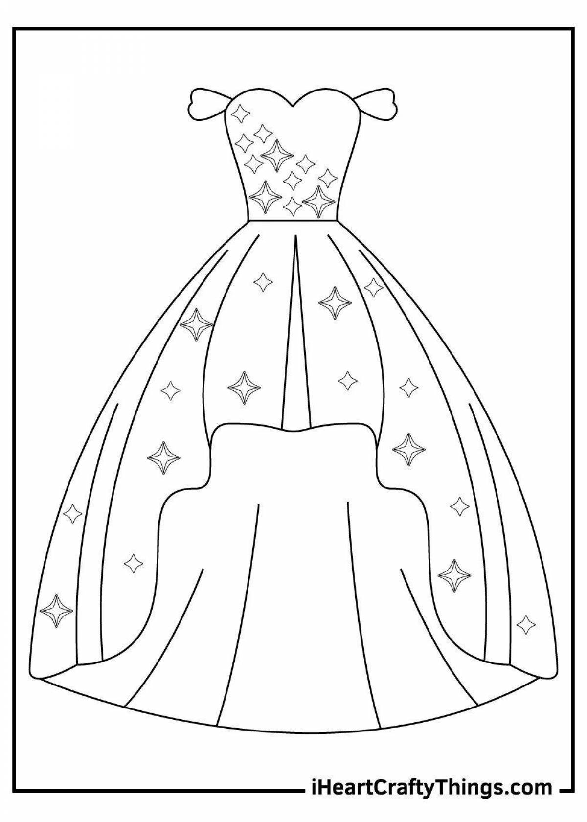 Coloring page cute dress for children 2-3 years old