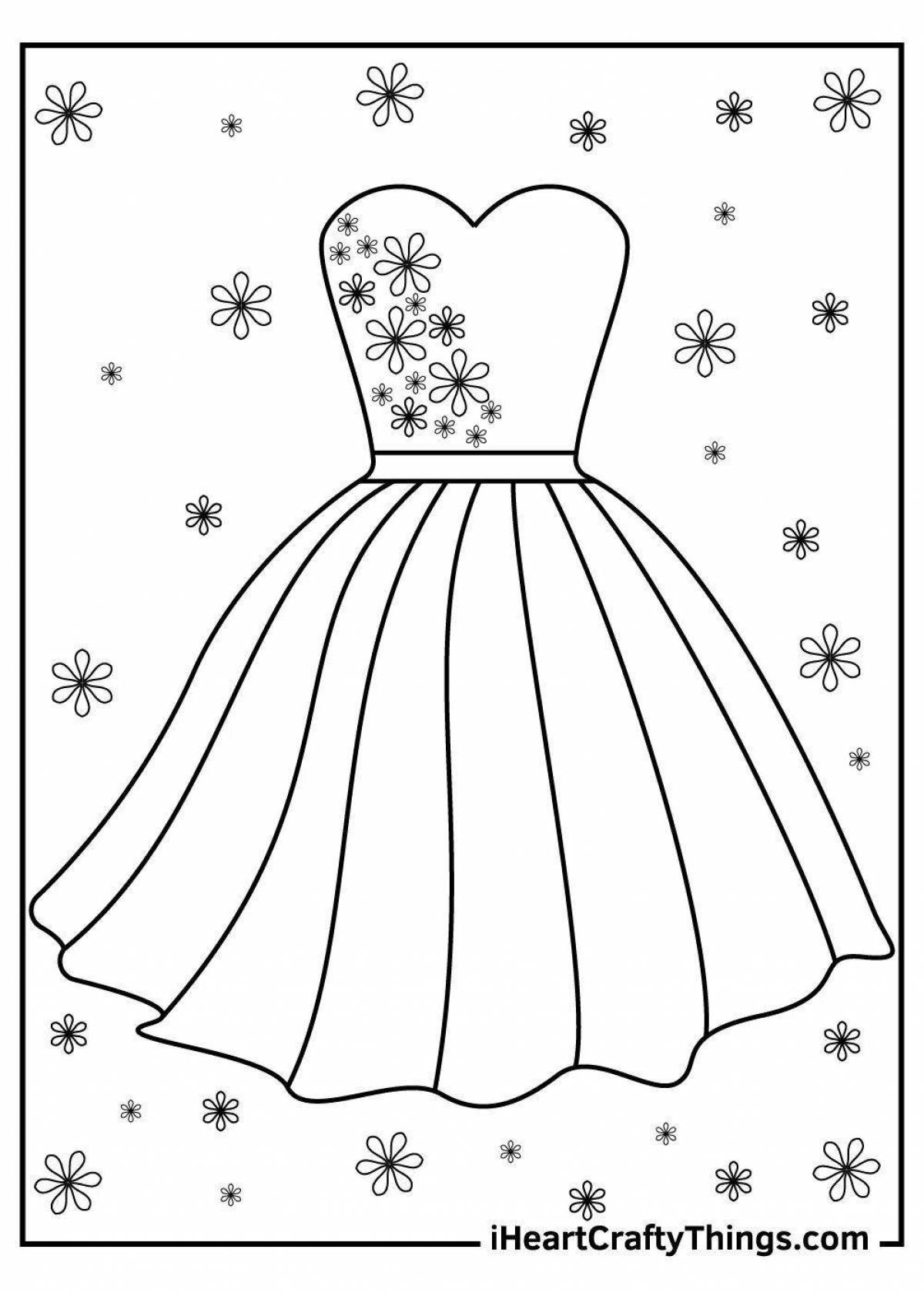 Glitter dress coloring page for children 2-3 years old