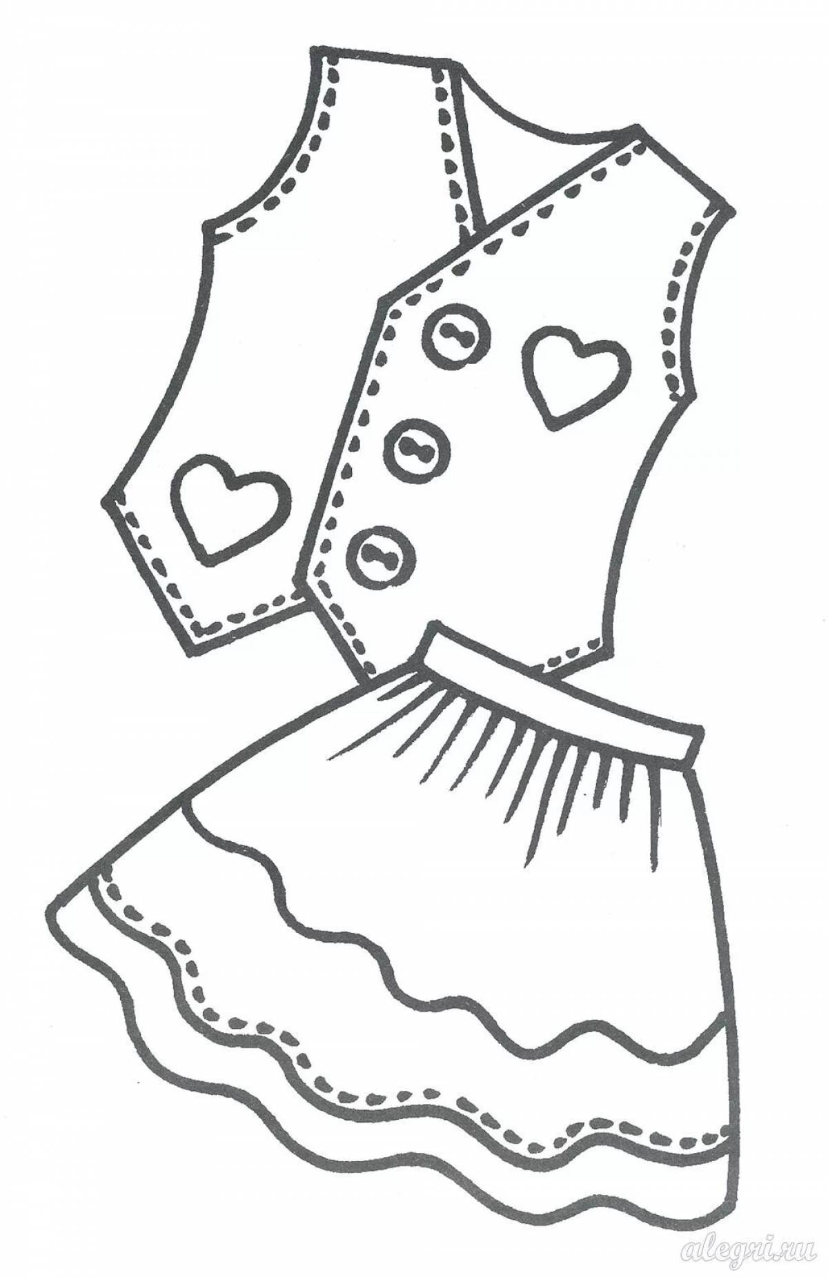 Раскраска яркое платье для детей 2-3 лет