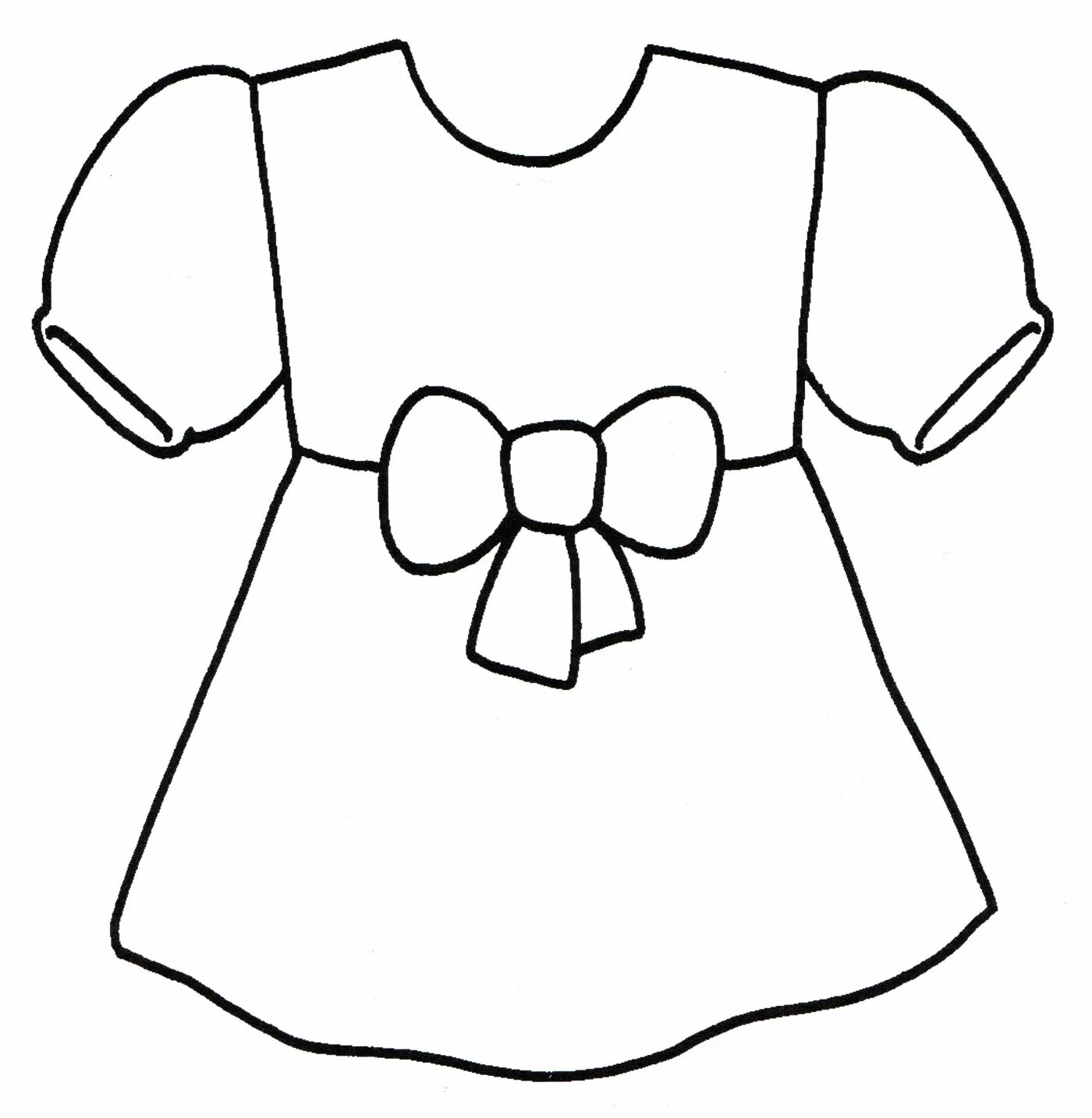 Flower dress coloring page for children 2-3 years old