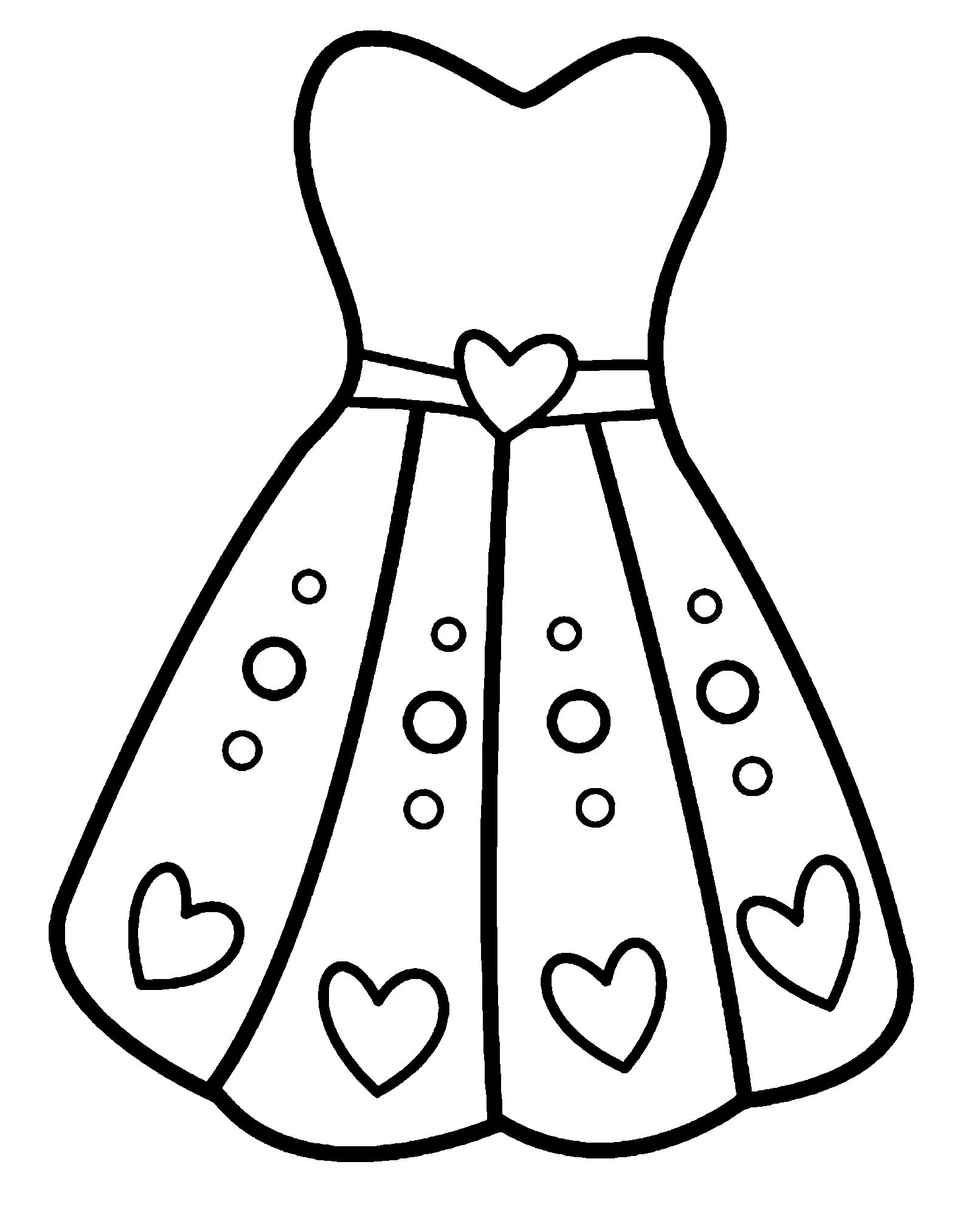 Раскраска экзотическое платье для детей 2-3 лет