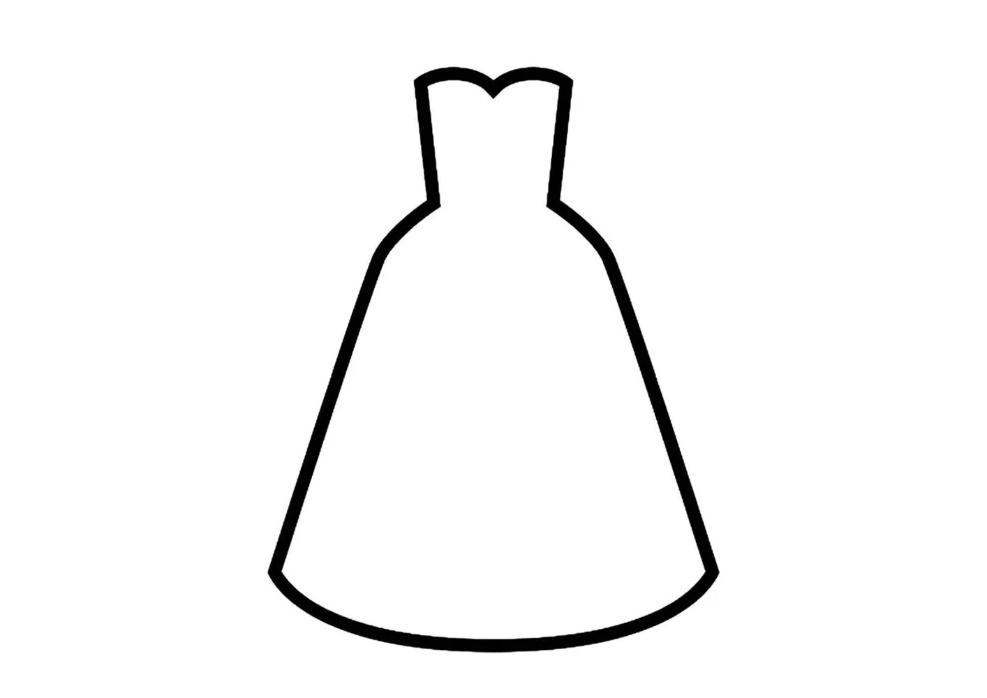 Glamorous dress coloring page for children 2-3 years old