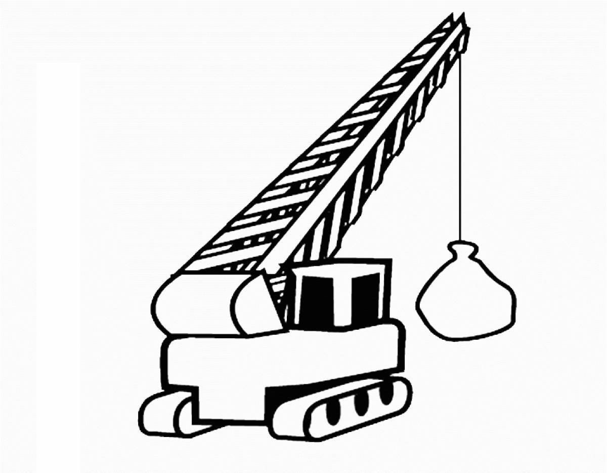Color Animated Crane Coloring Page for 3-4 year olds
