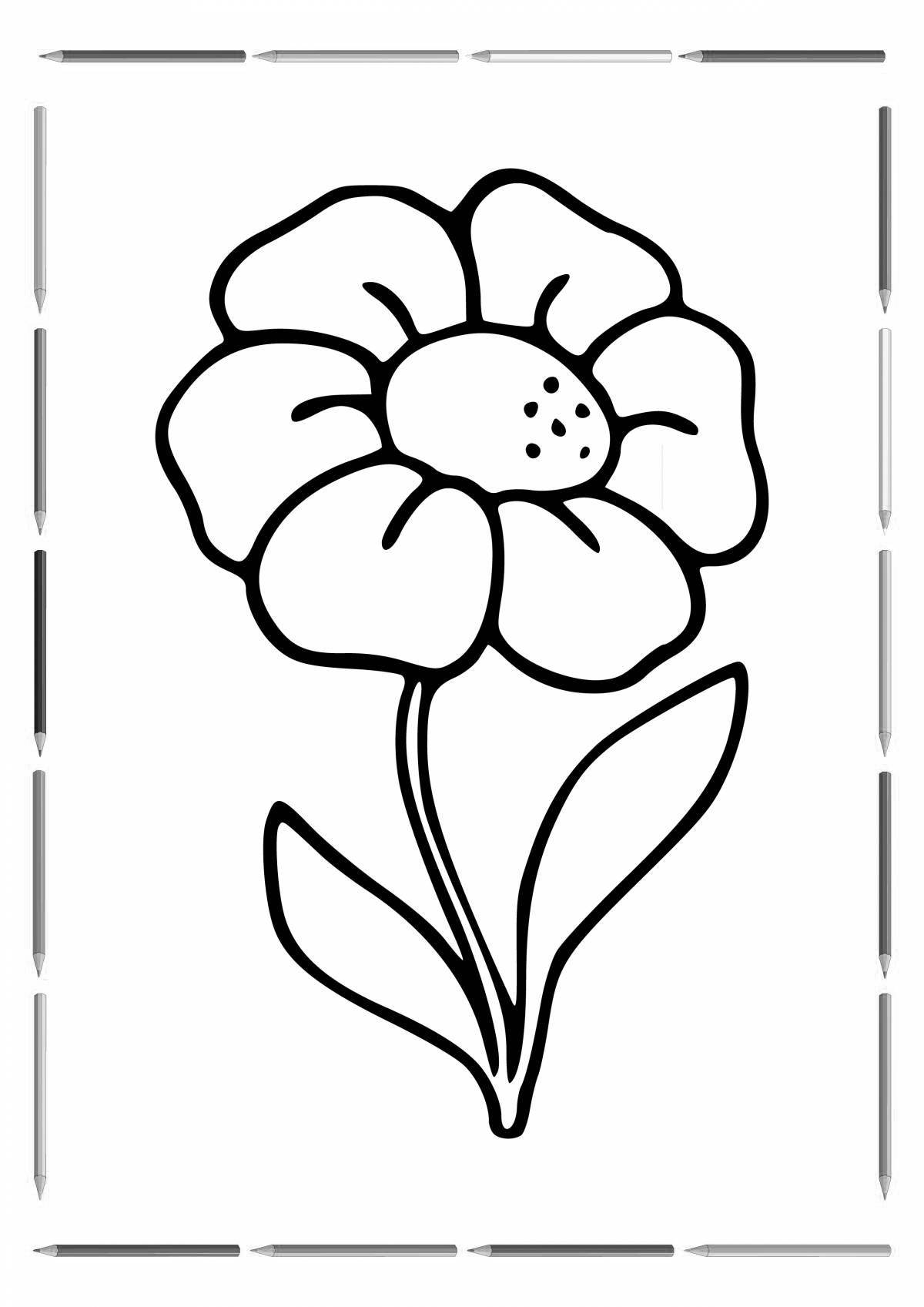Ecstatic simple flower coloring page