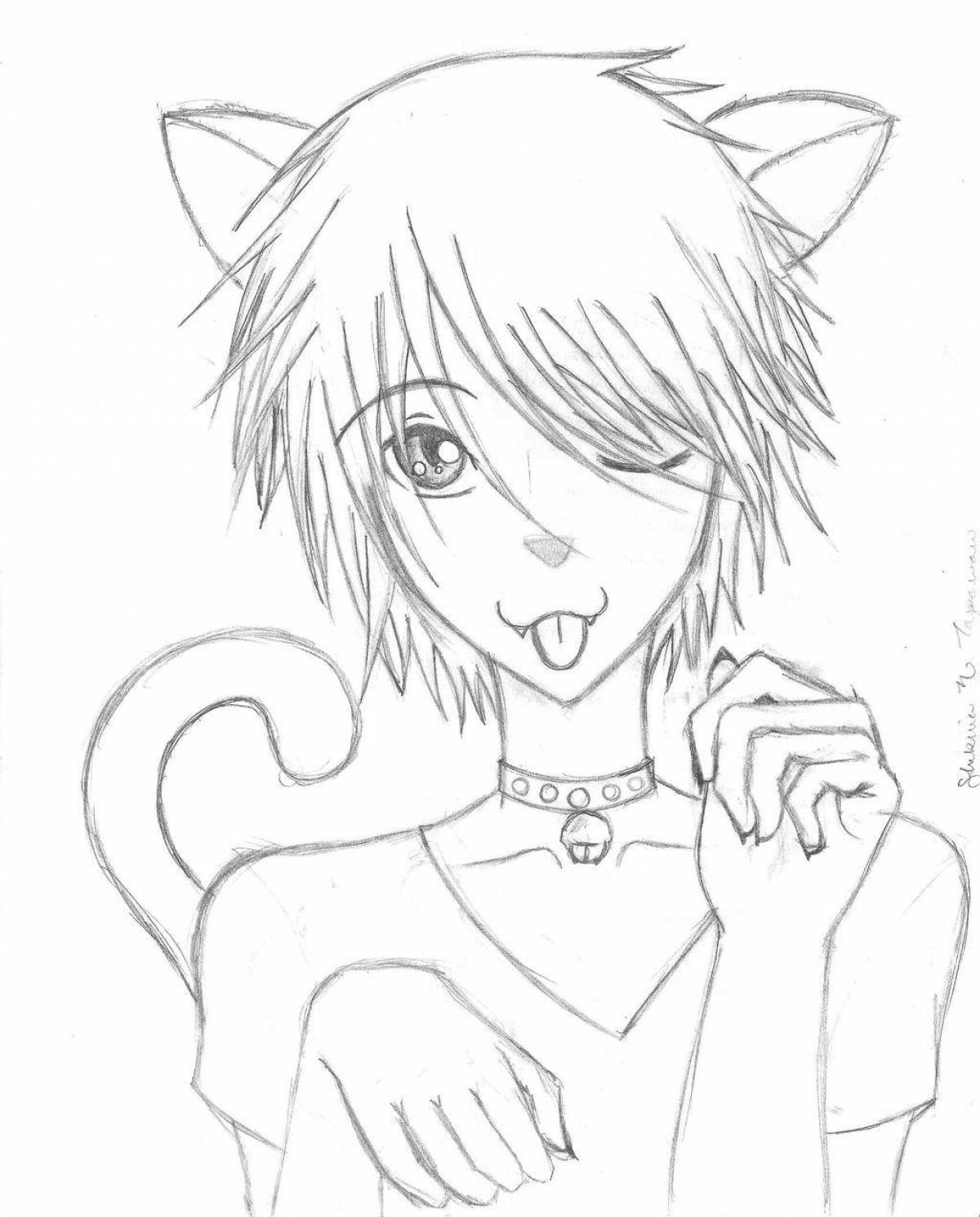 Colorful catman coloring page