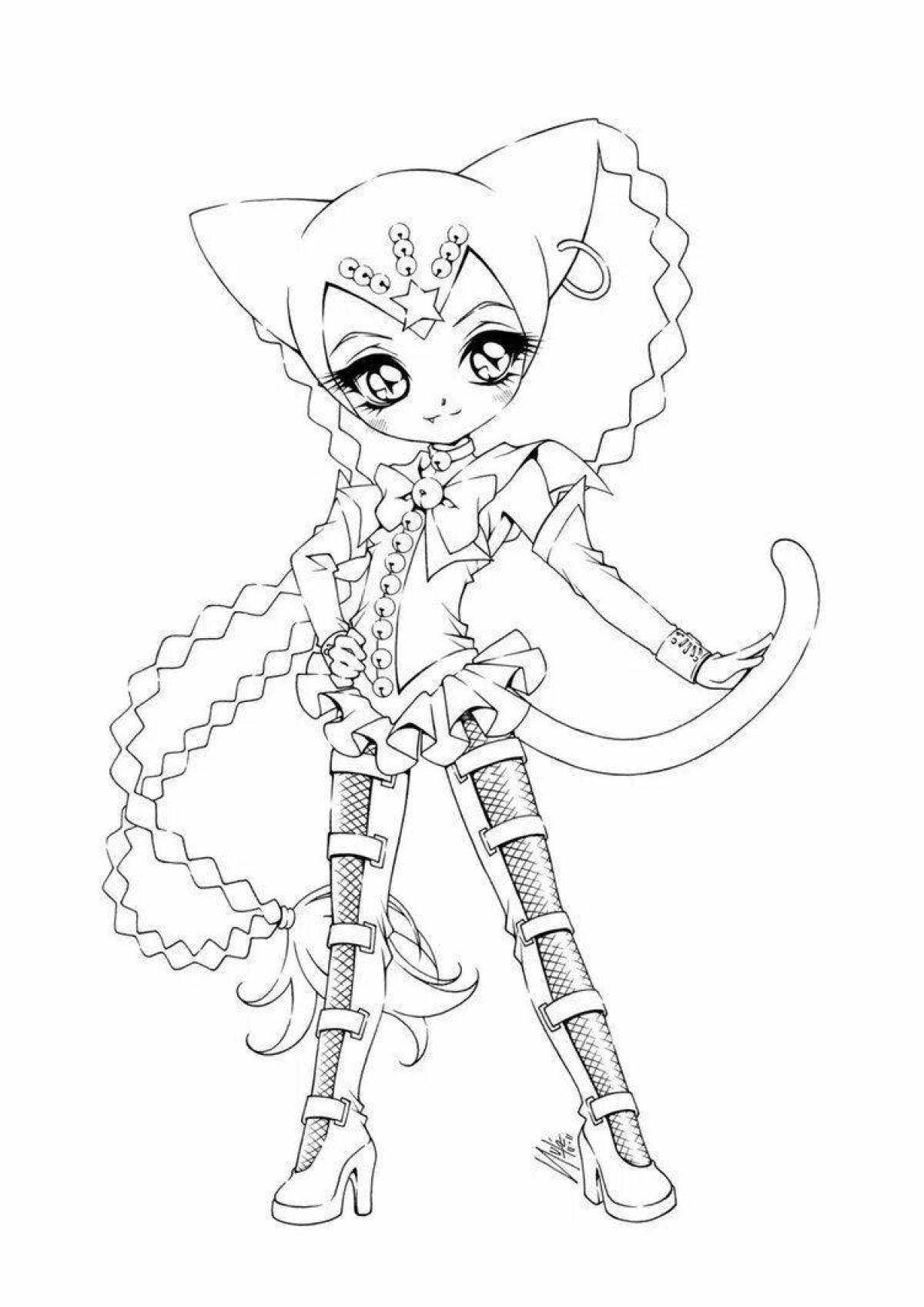 Animated catman coloring page