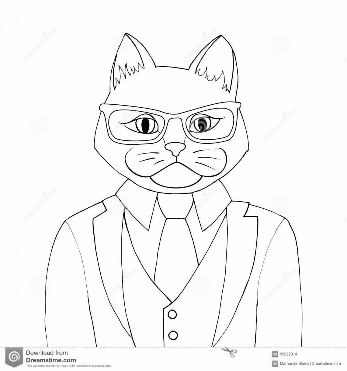 Majestic cat-man coloring page
