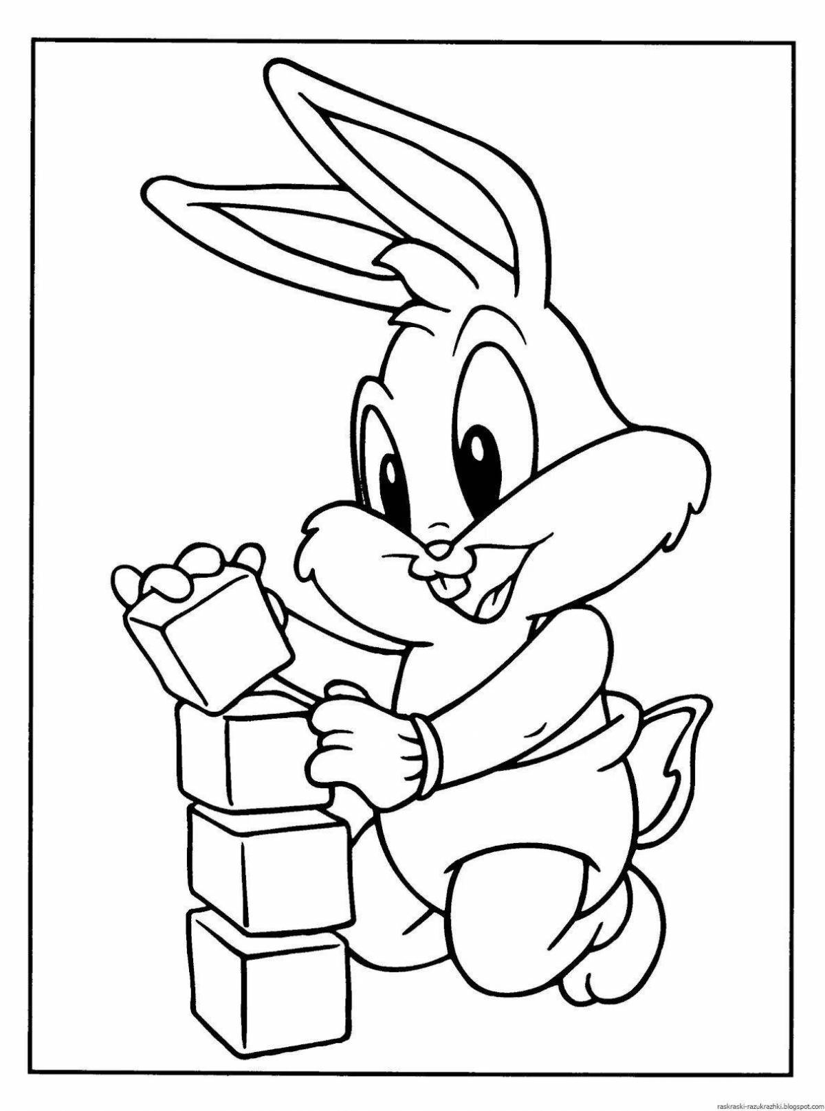 Colorful cartoon hare coloring book