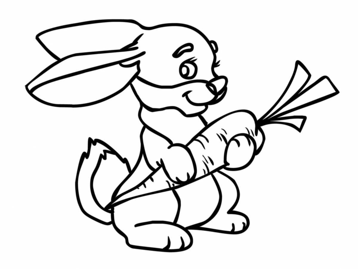 Adorable cartoon hare coloring book