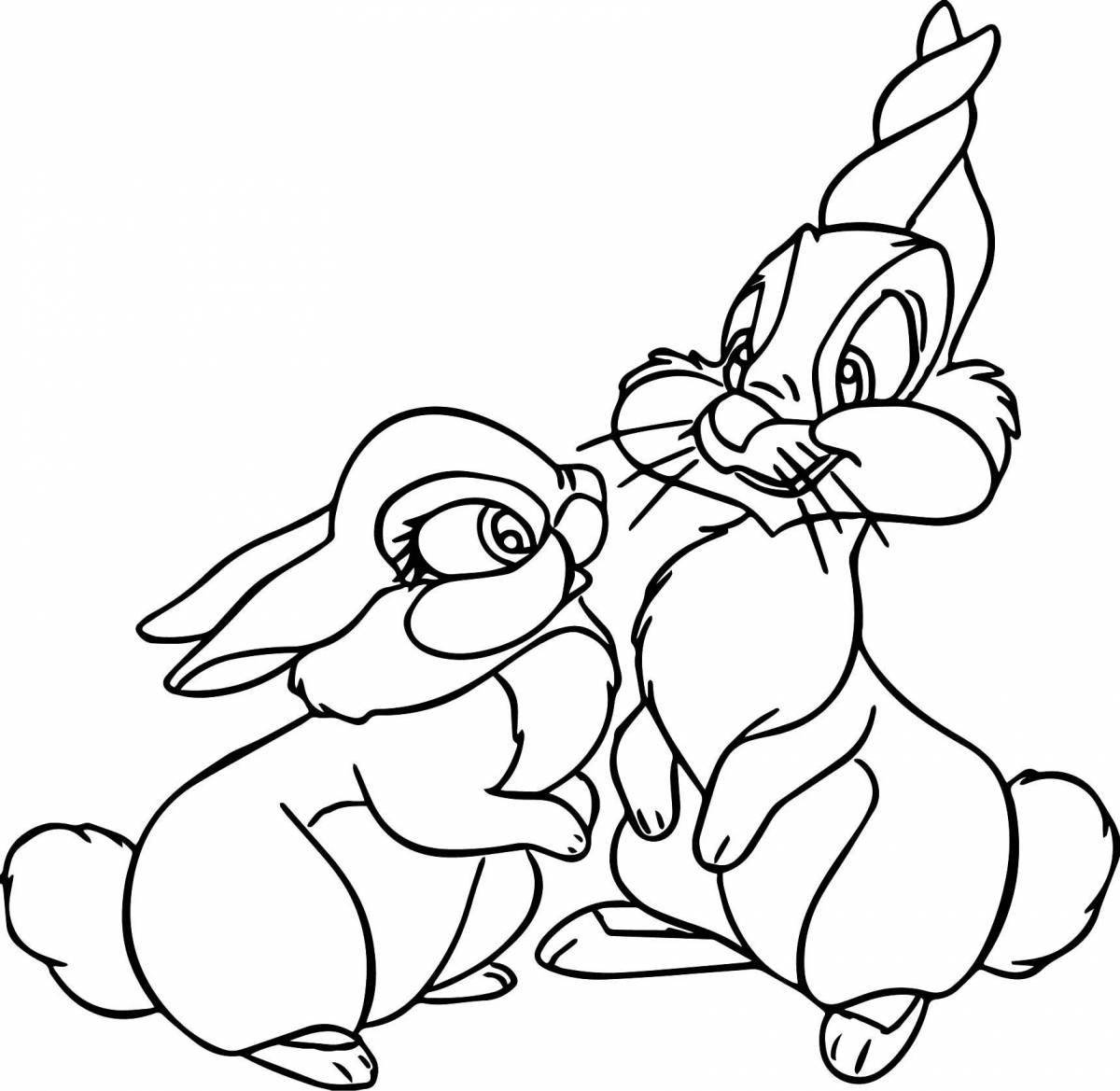 Cute cartoon hare coloring book
