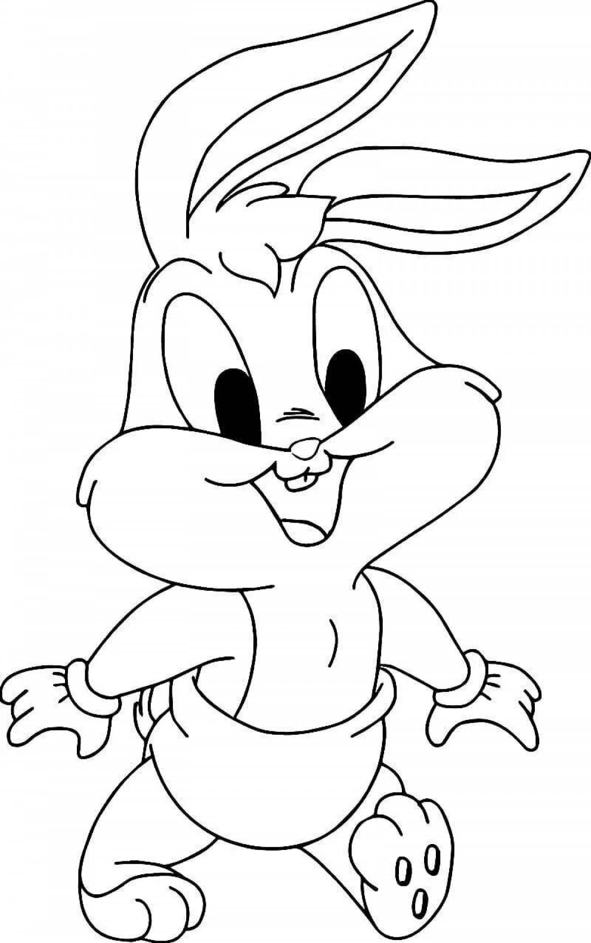 Funny cartoon hare coloring book