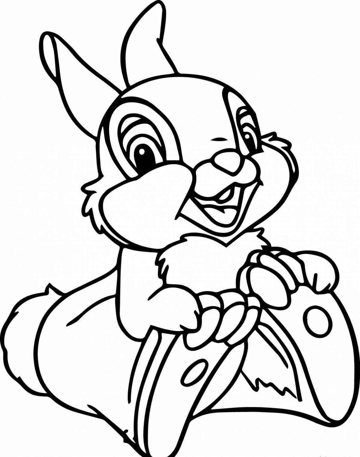 Coloring book bright cartoon hare