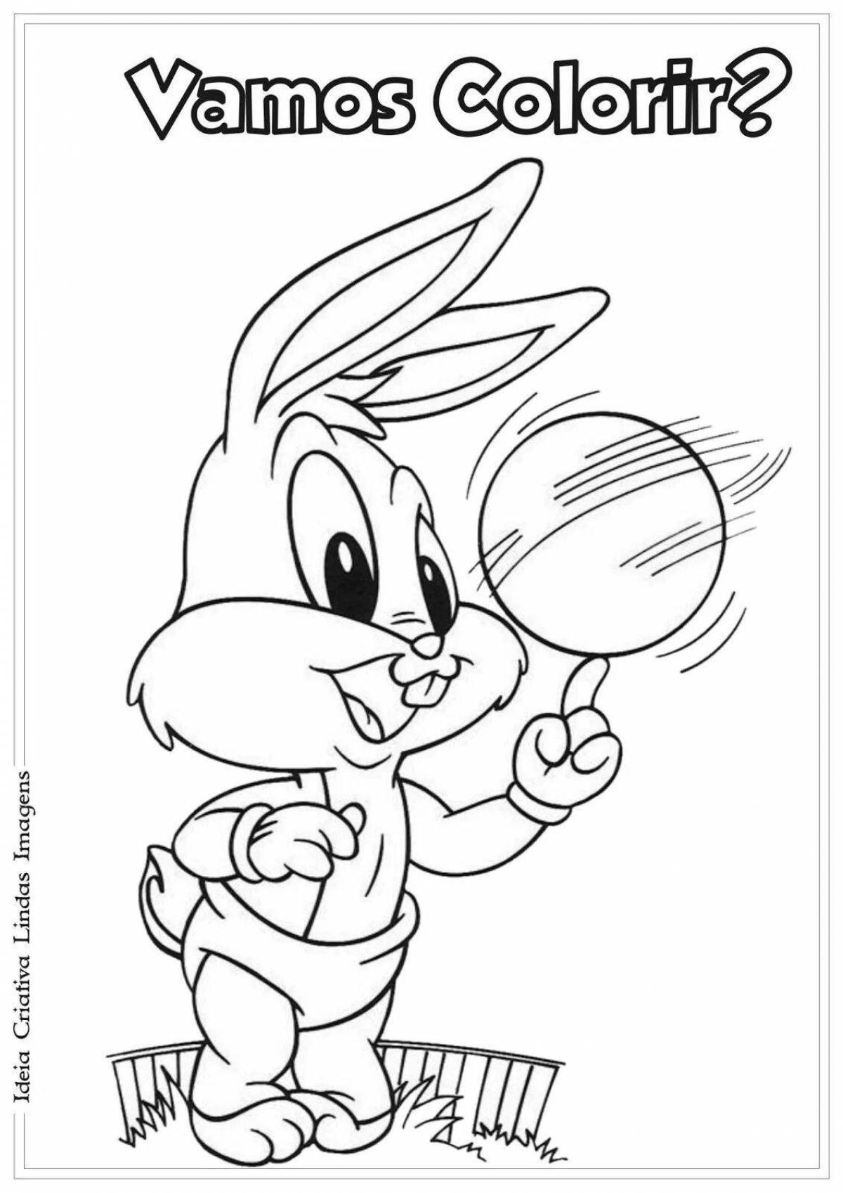 Bright cartoon hare coloring book