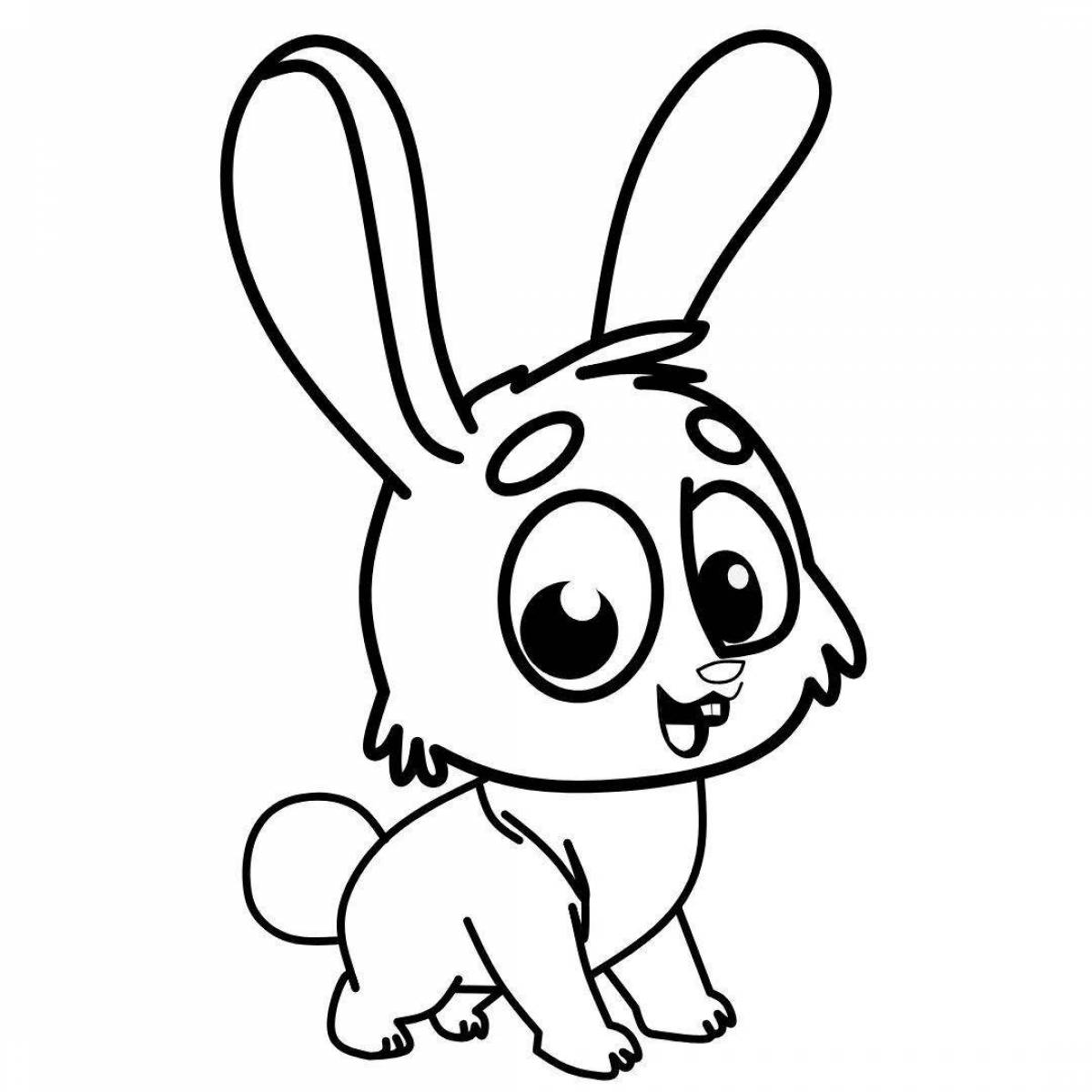 Coloring book adorable cartoon hare