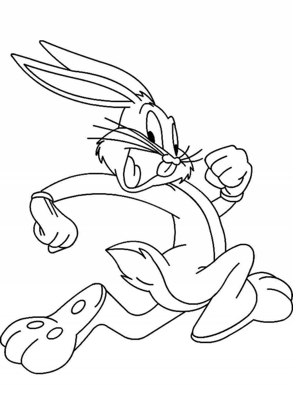 Coloring book quirky cartoon hare