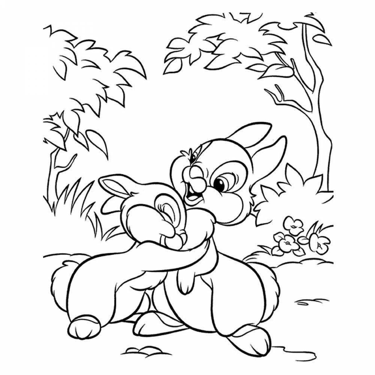 Coloring book witty cartoon hare