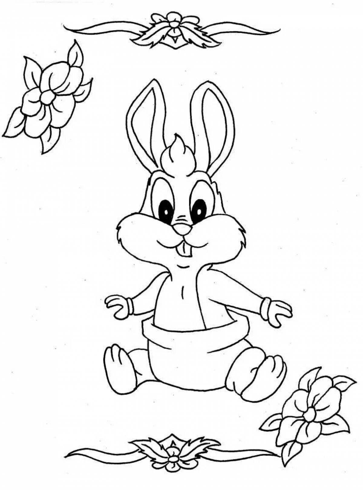 Weird cartoon hare coloring book