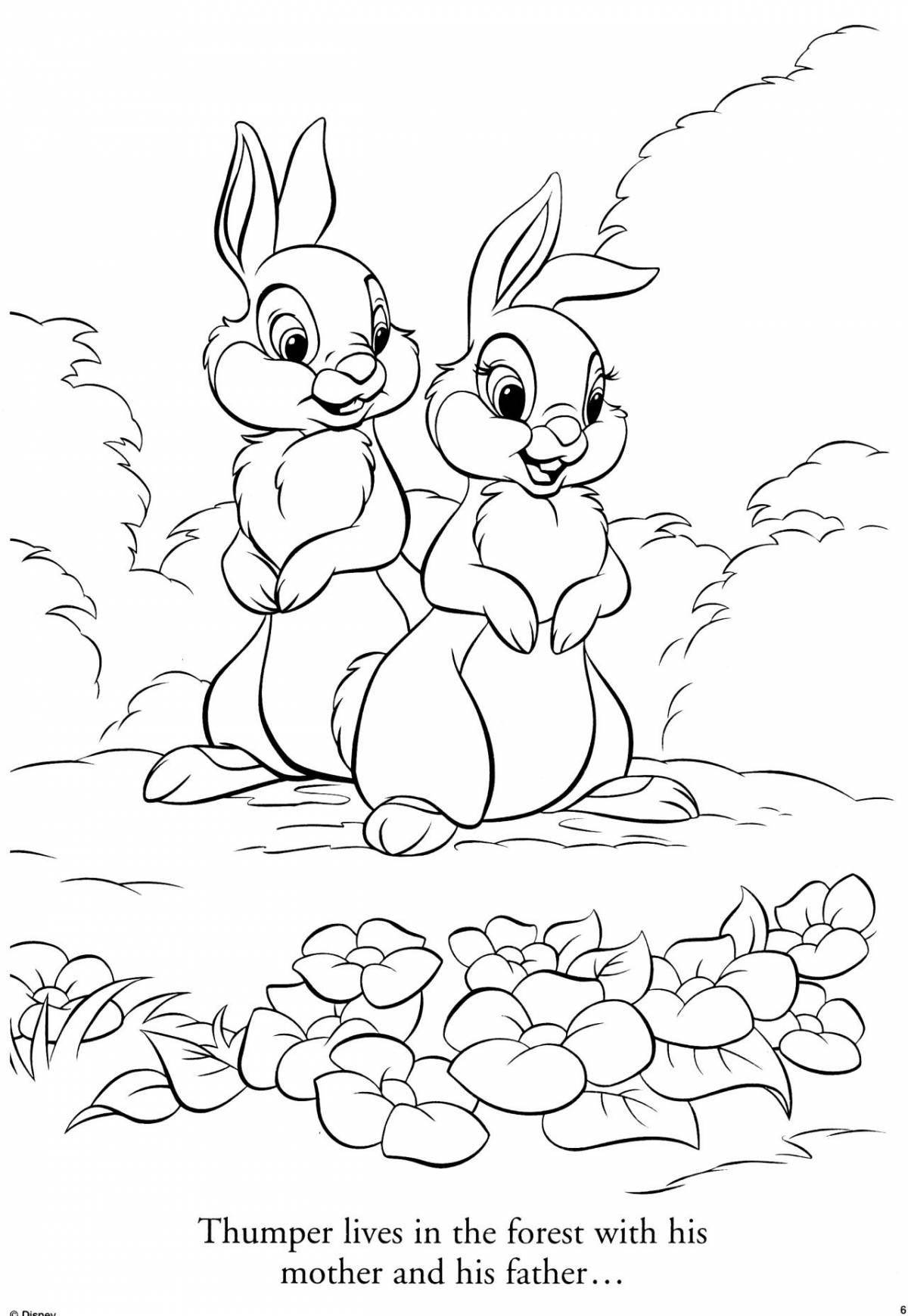 Coloring book smart cartoon hare