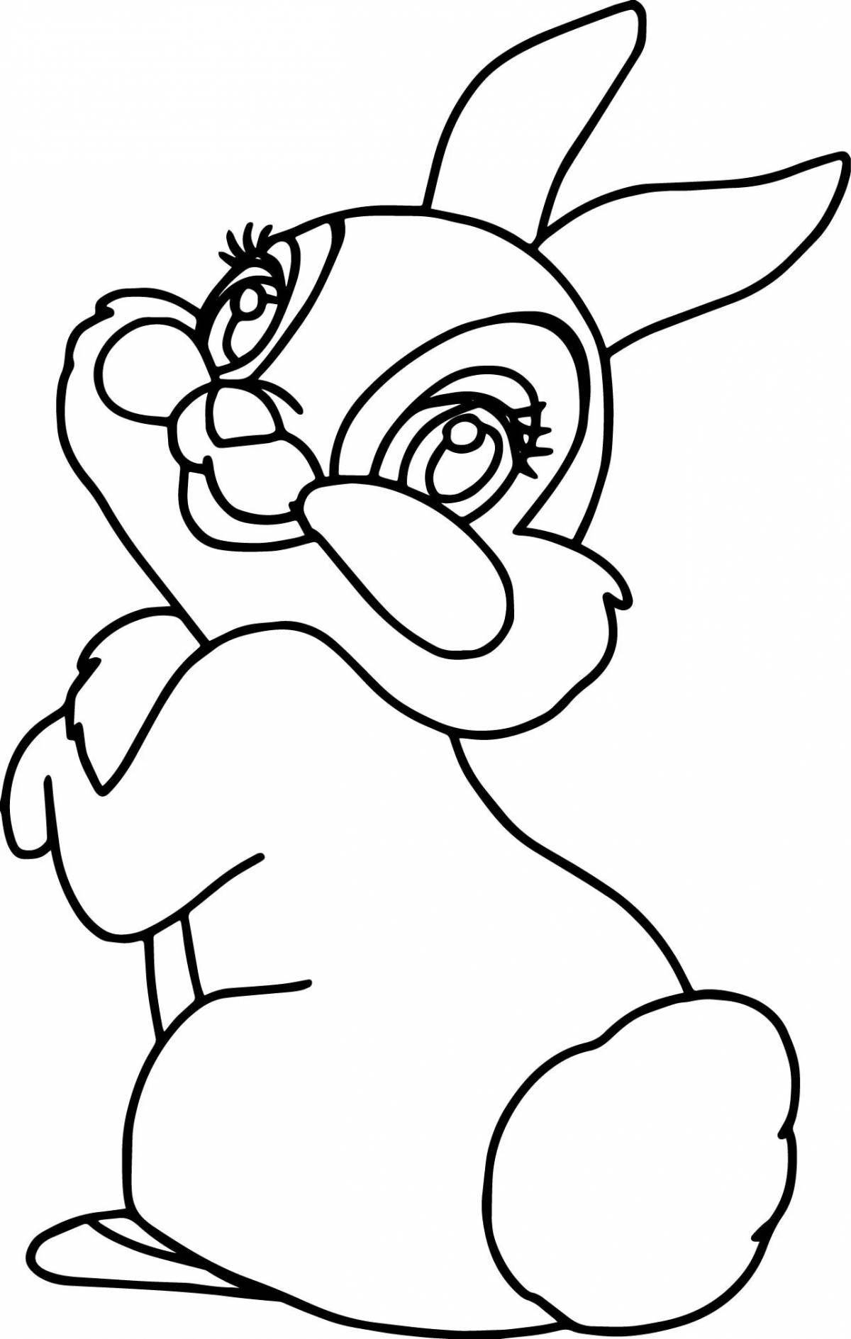 Fun coloring cartoon hare