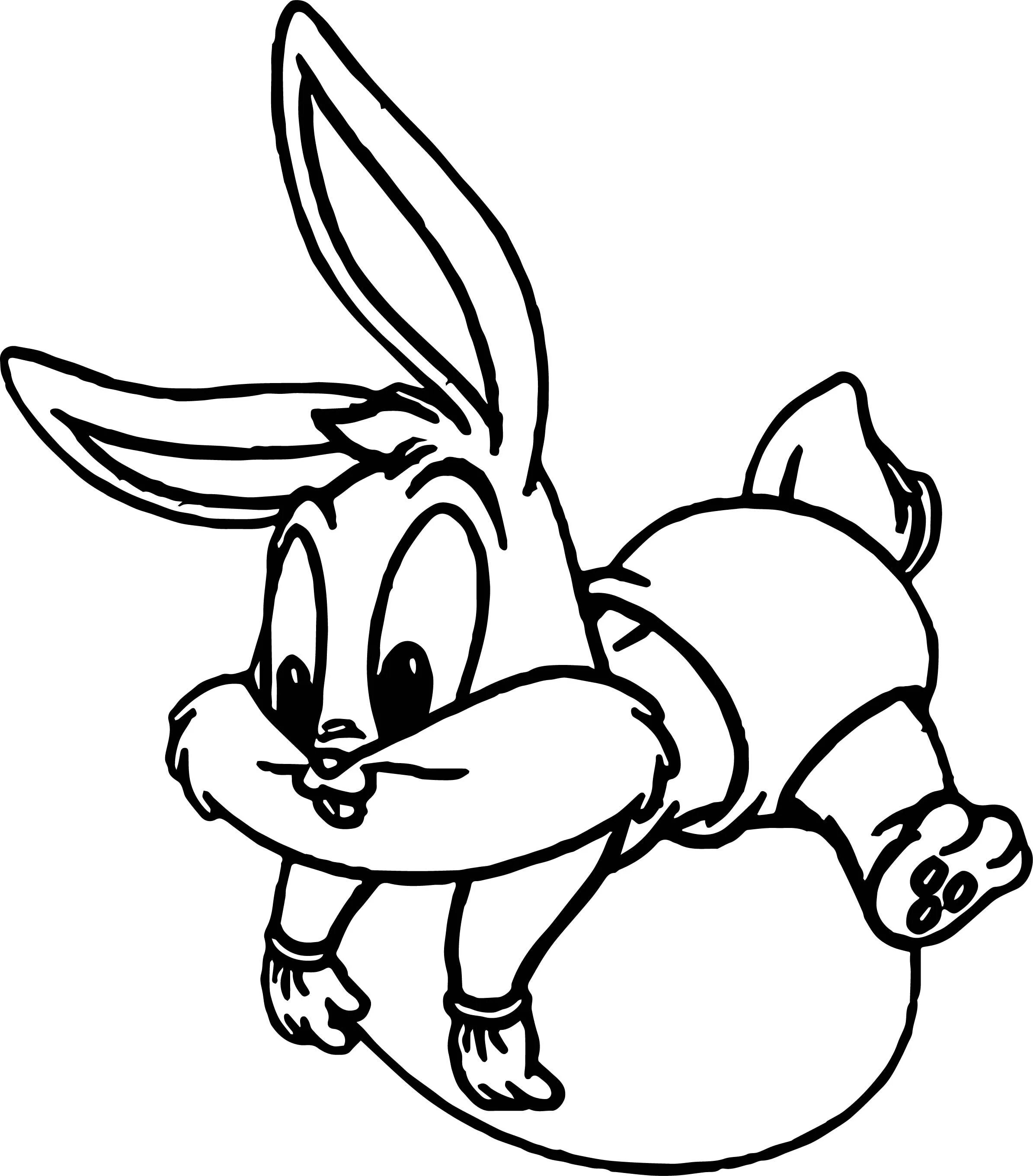Coloring book cute cartoon hare