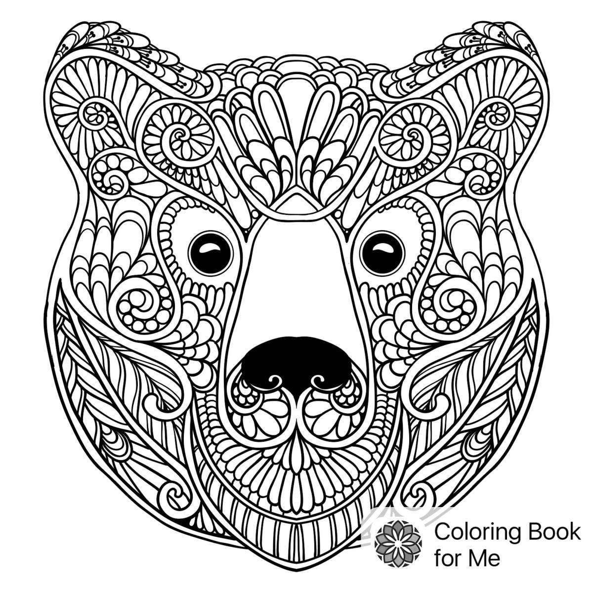 Joyful anti-stress coloring bear
