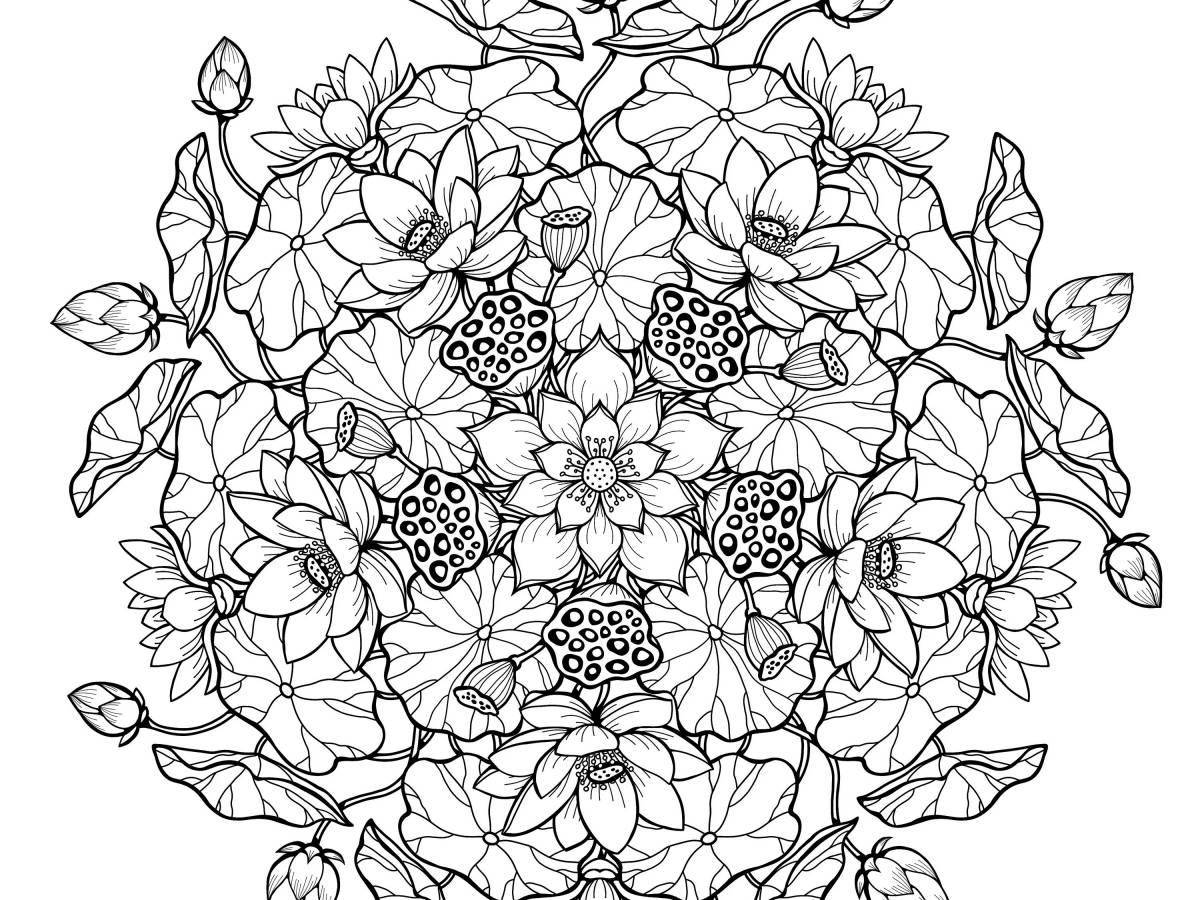 Gorgeous mandala flower coloring book