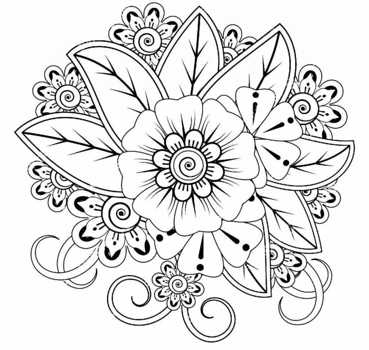 Dazzling flower mandala coloring book
