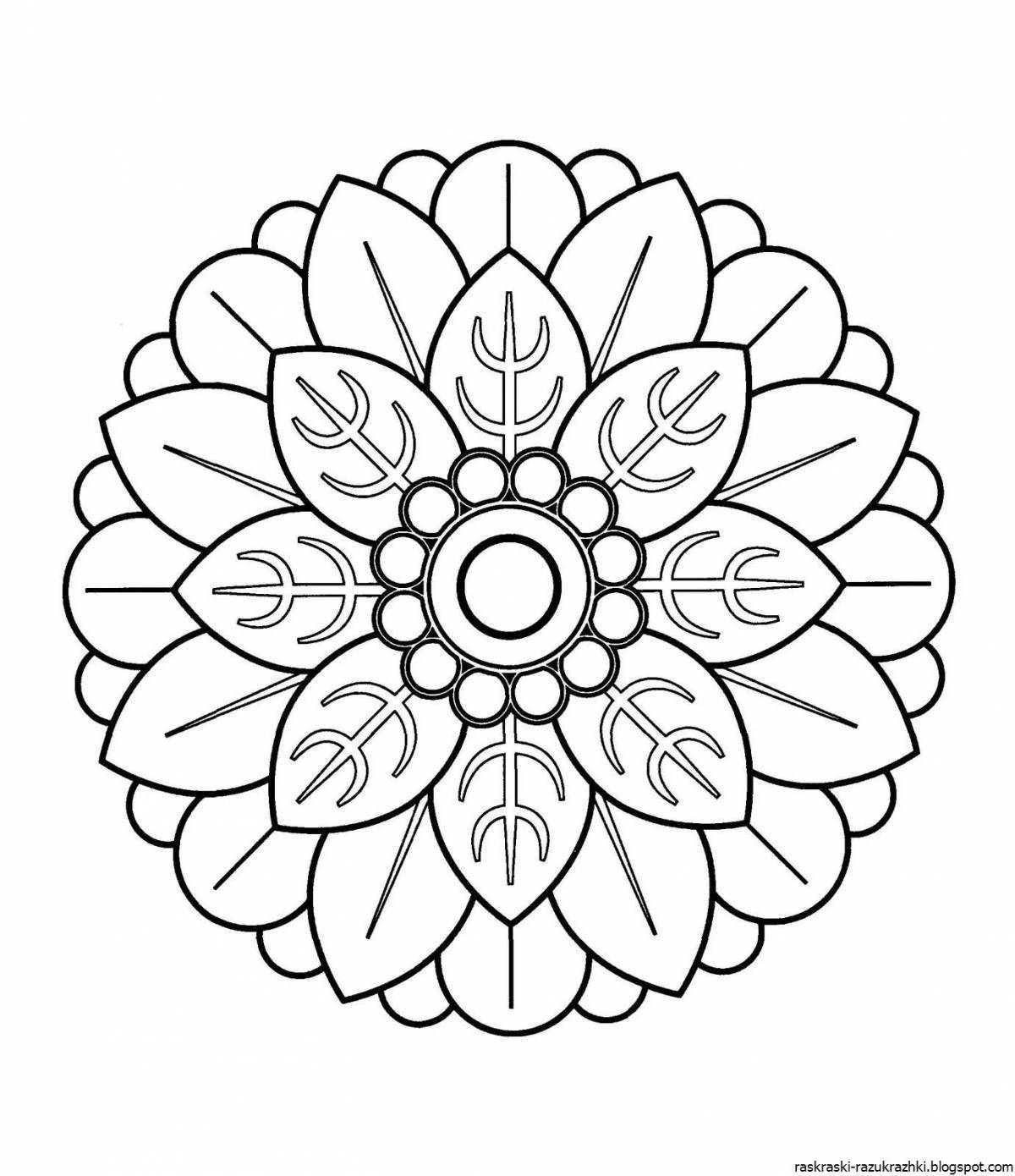Ornate flower mandala coloring page