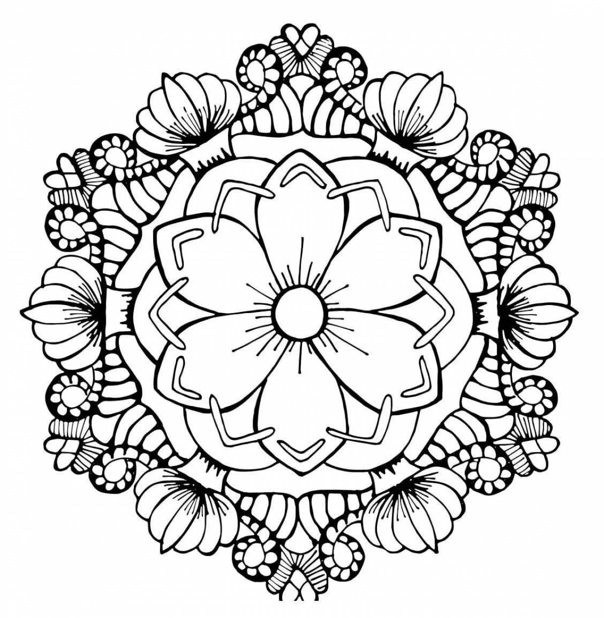 Grand coloring page flowers mandala