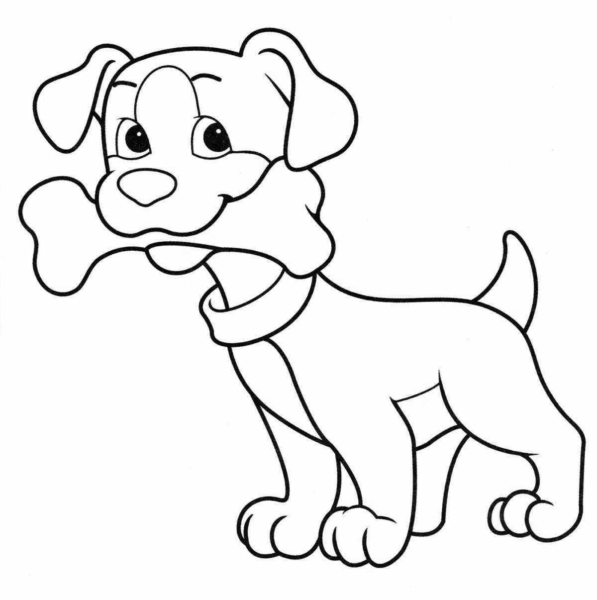 Joyful dog coloring for kids