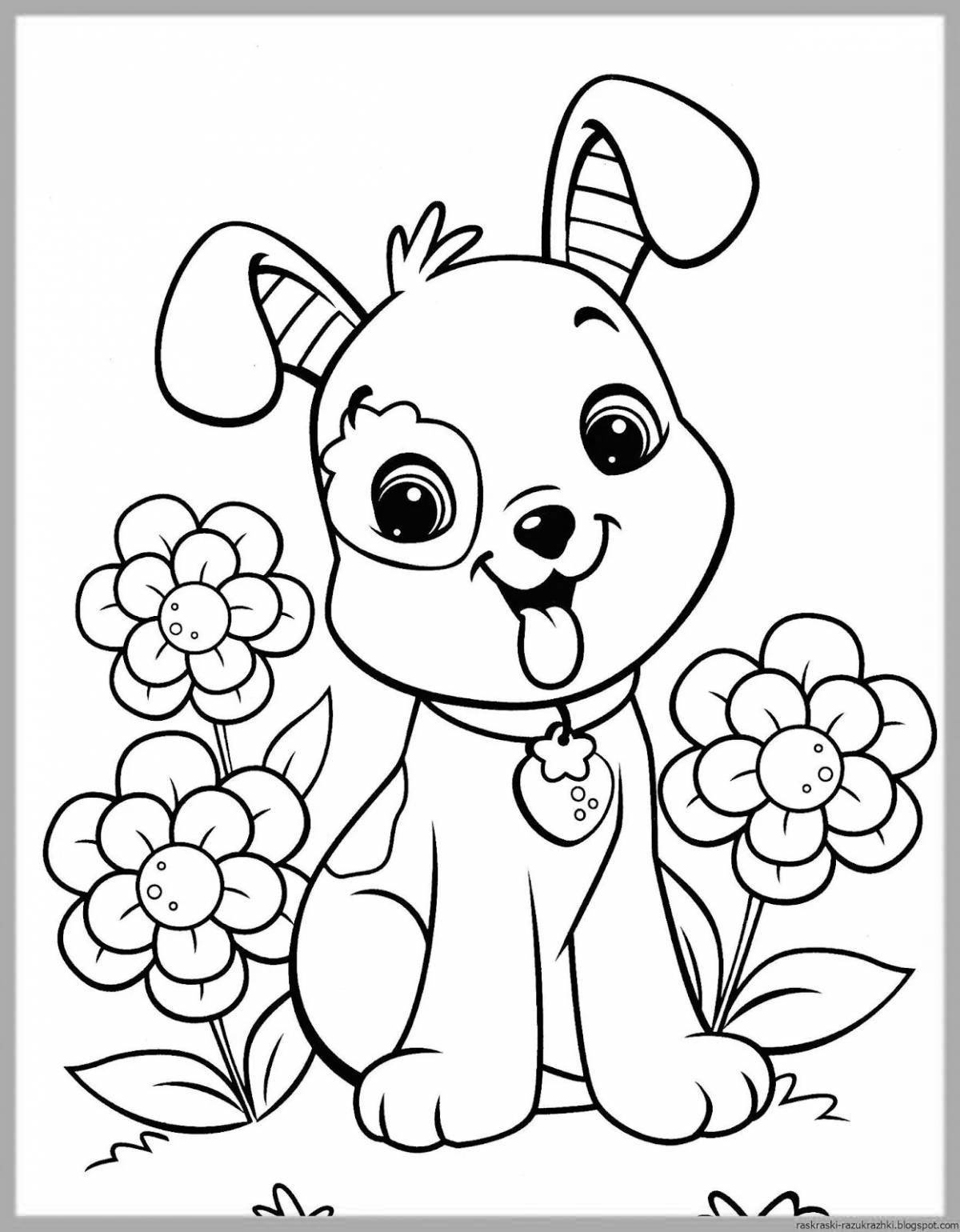 Playful dog coloring book for kids